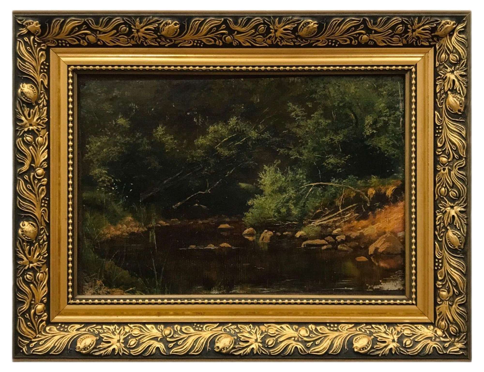 Shore, 19th-Century, Oil on Canvas, Framed