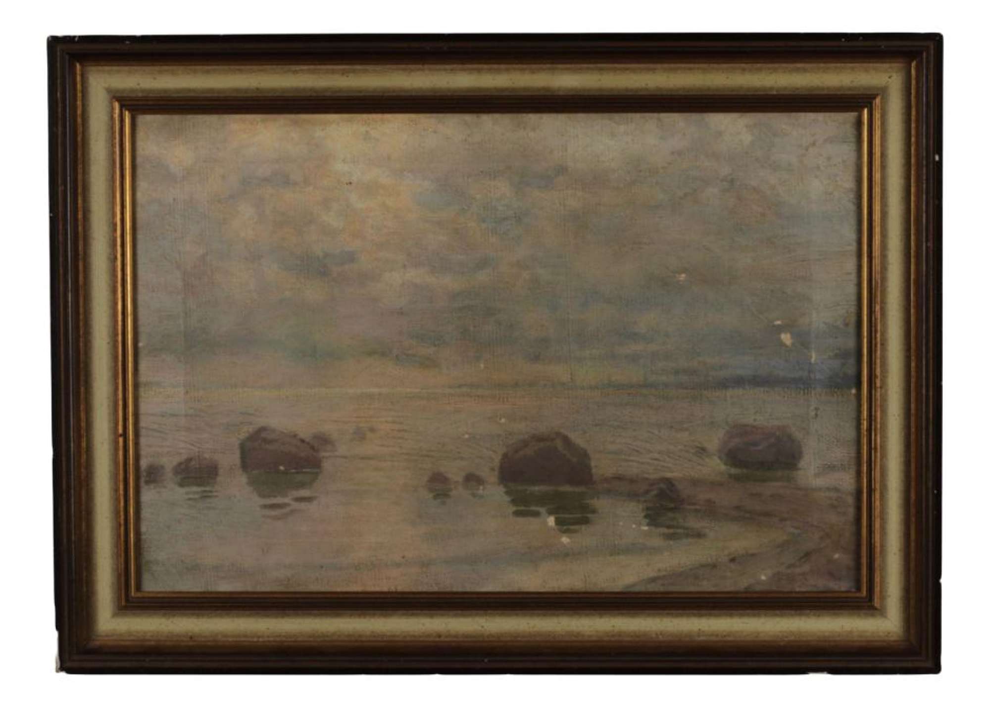 Seascape Near Tallinn, 20th-Century, Oil on Canvas, Framed