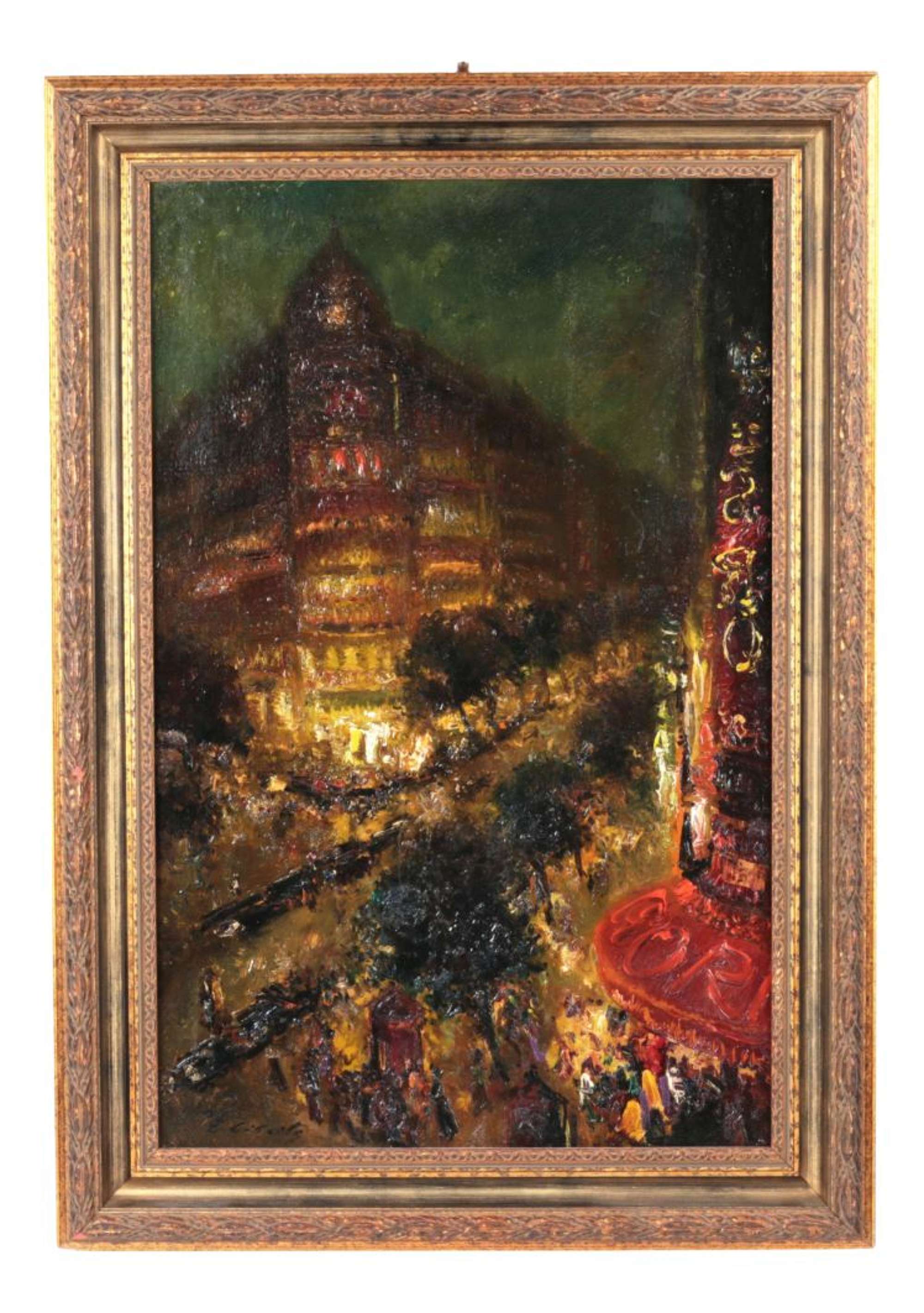 Ludolph Lieberts, Boulevard des Capucines, 20th Century, Oil on Cardboard, Framed