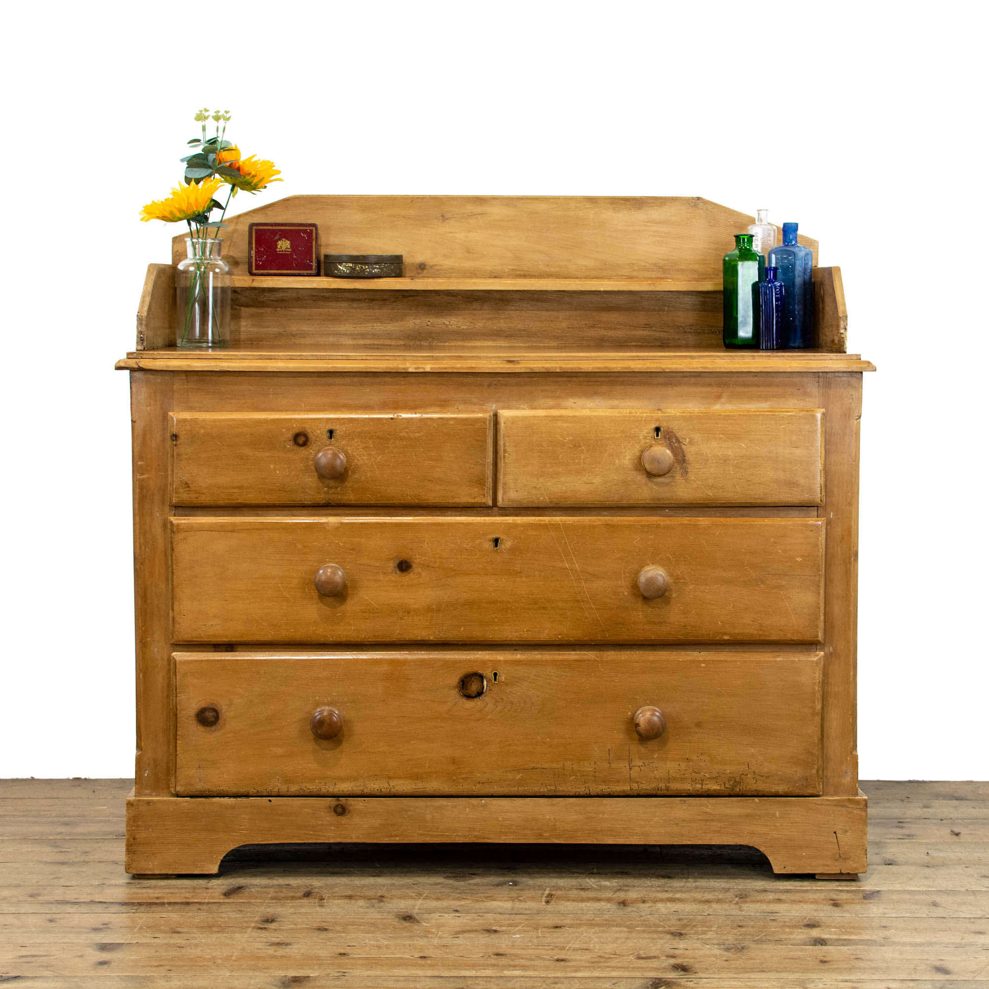 Antique Pine Chest of Drawers with Gallery
