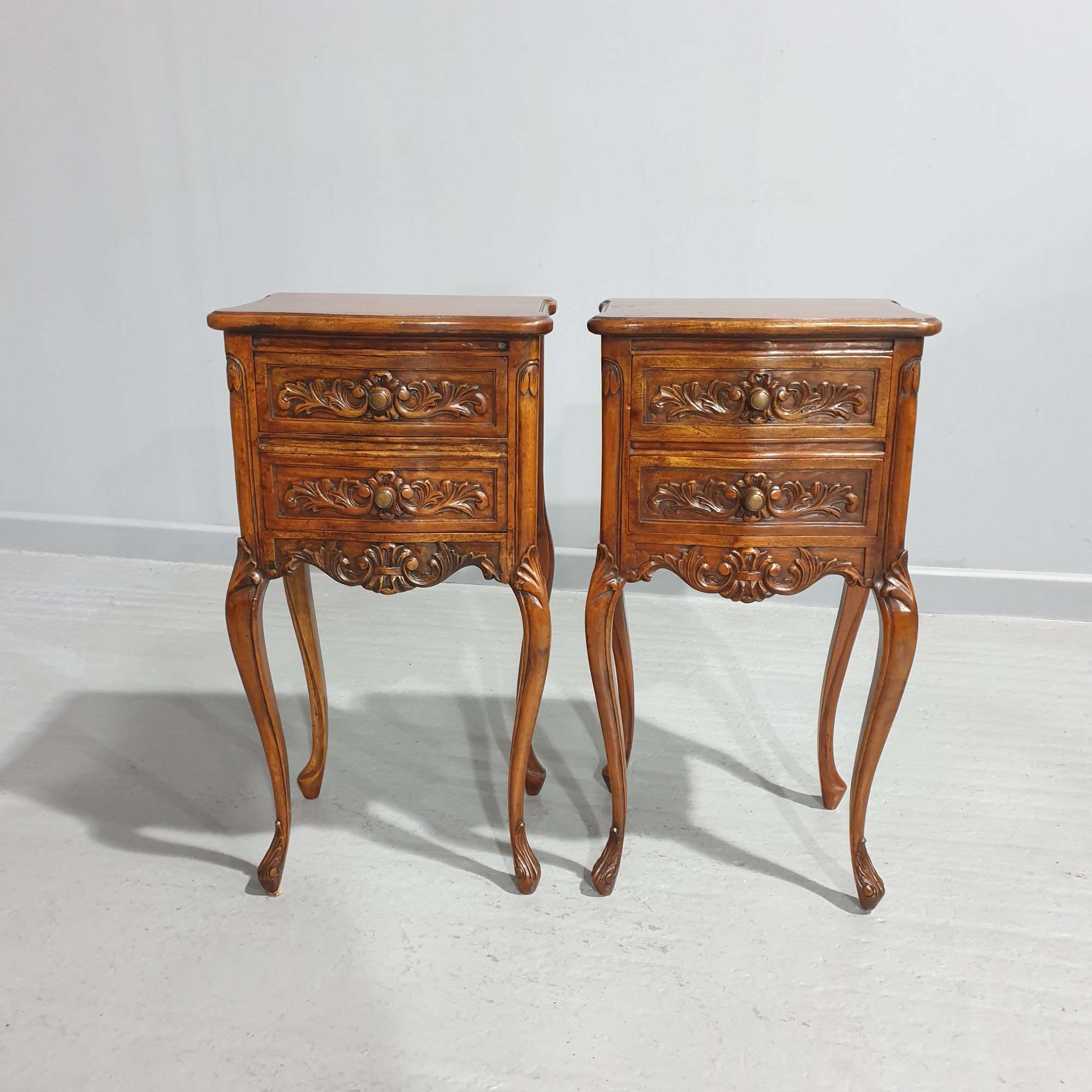 Super Pair French Mahogany Bedside Chest of Drawers