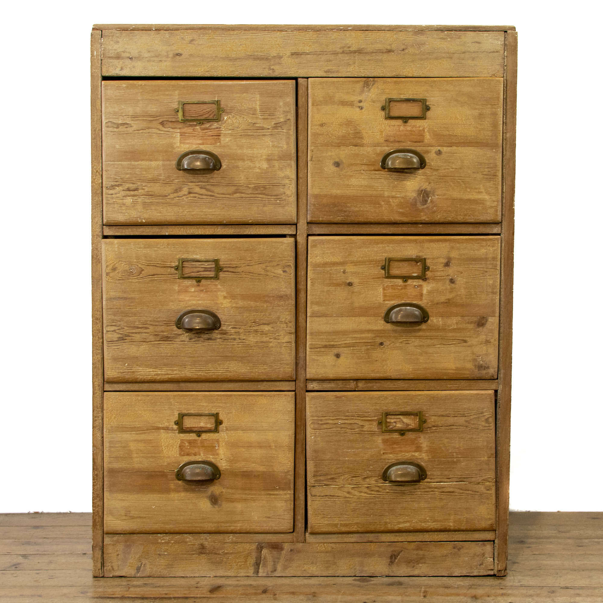 Rustic Pine Six Drawer Filing Cabinet