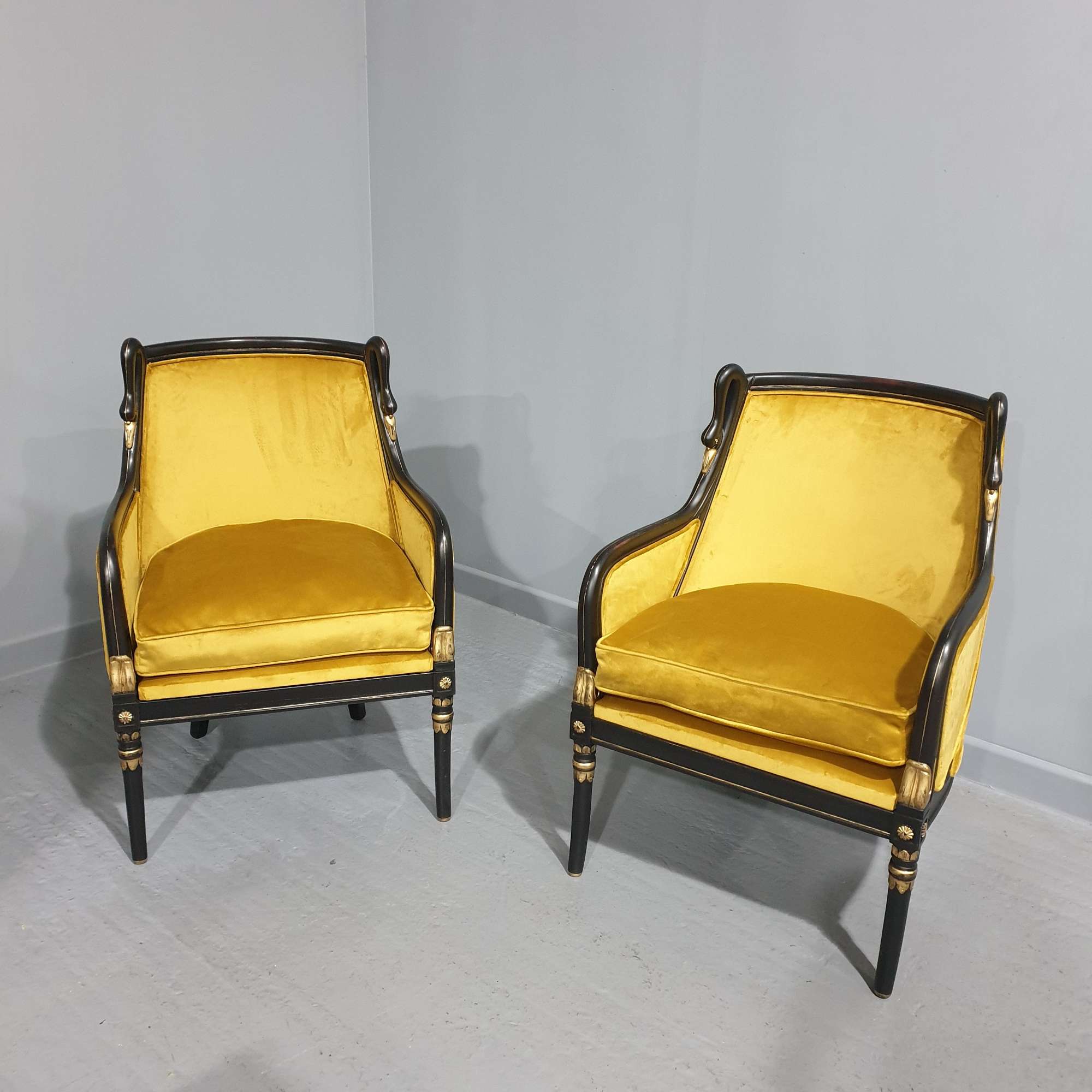 Wonderful Pair French Empire Chairs