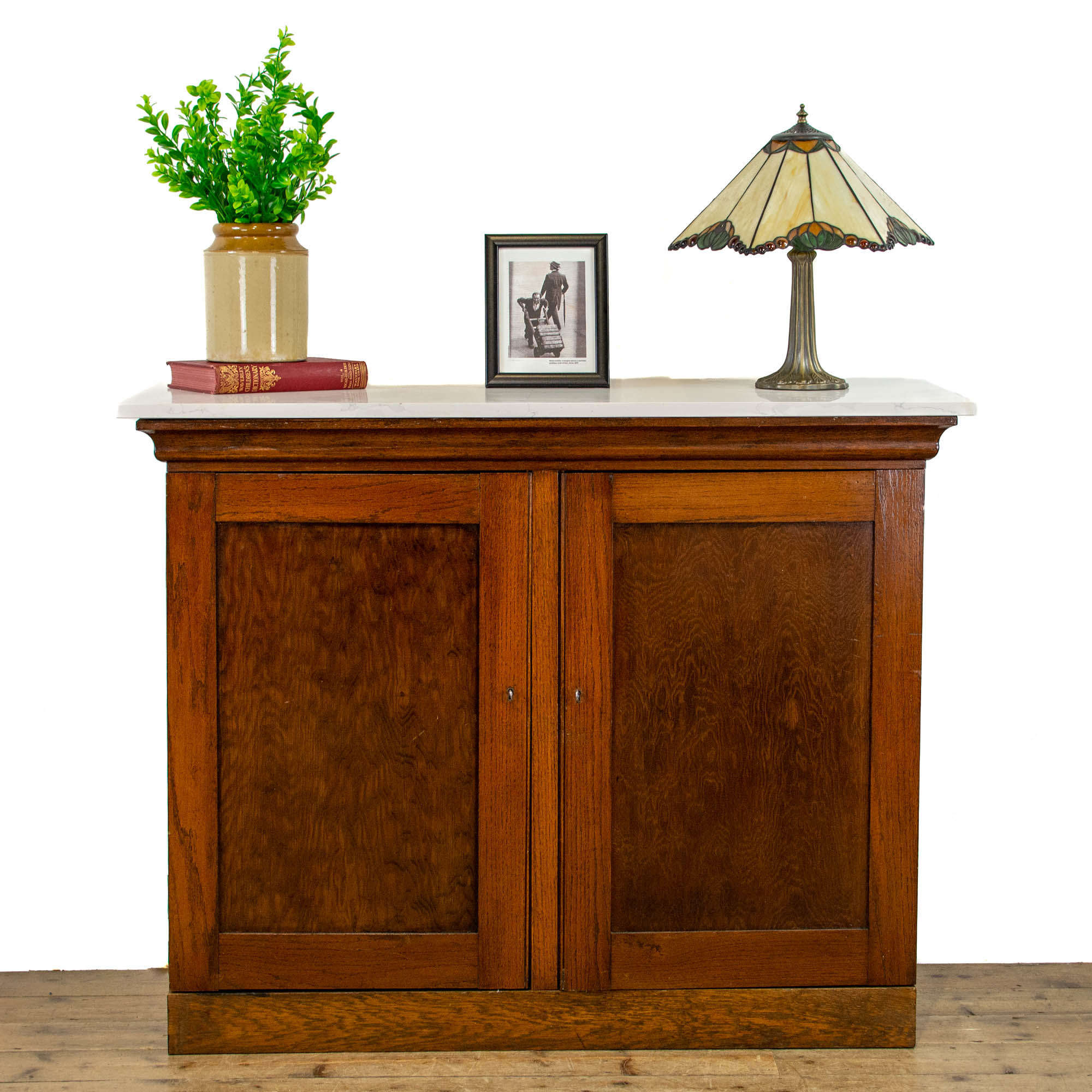 Antique Oak Cupboard with Marble Top
