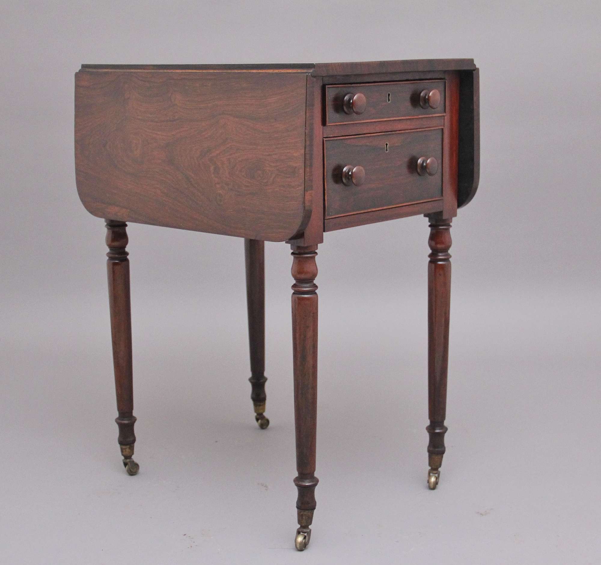 19th Century antique rosewood drop leaf side table