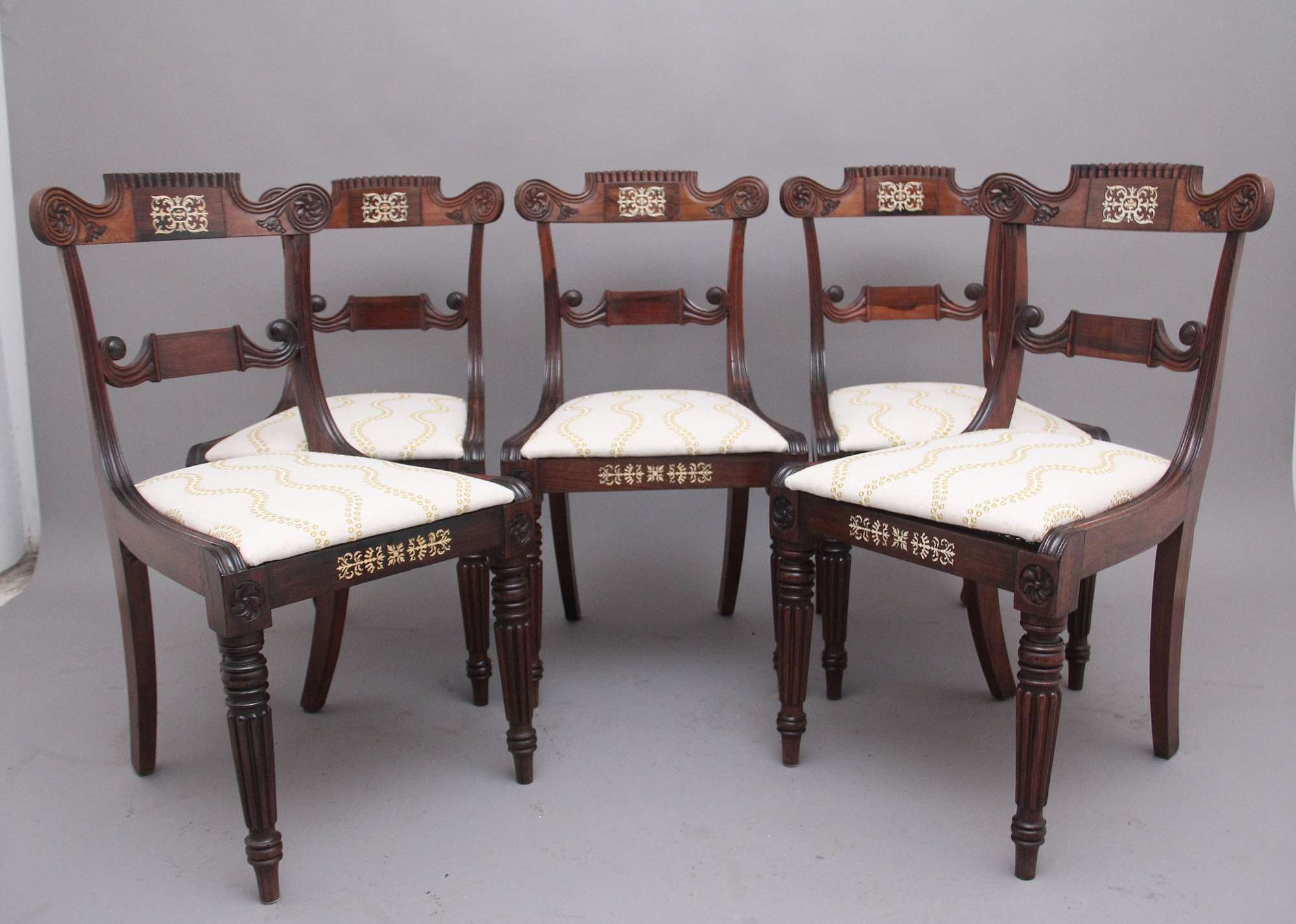A set of five early 19th Century Anglo Indian rosewood side chairs