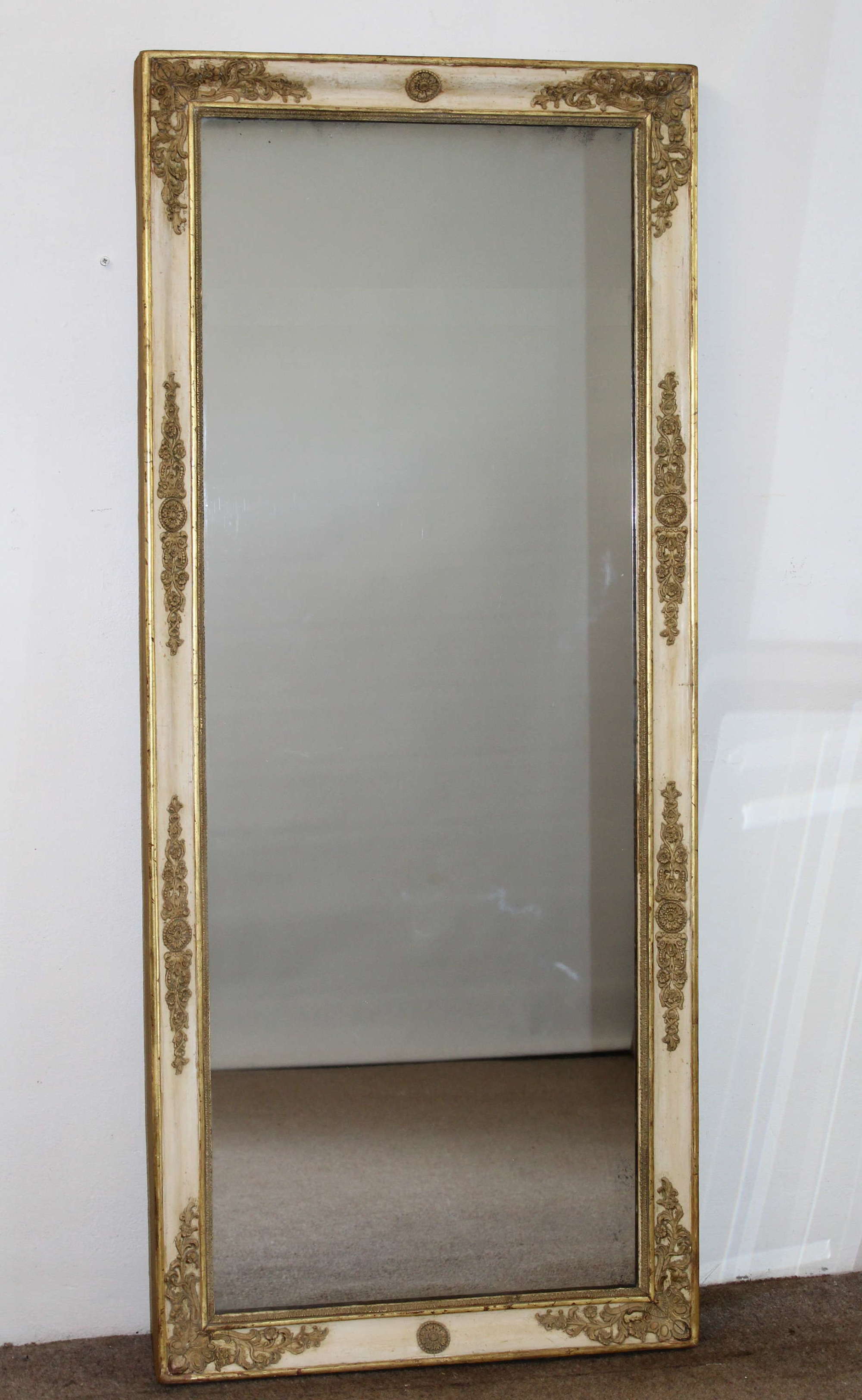 Antique French cream and gilt pier mirror