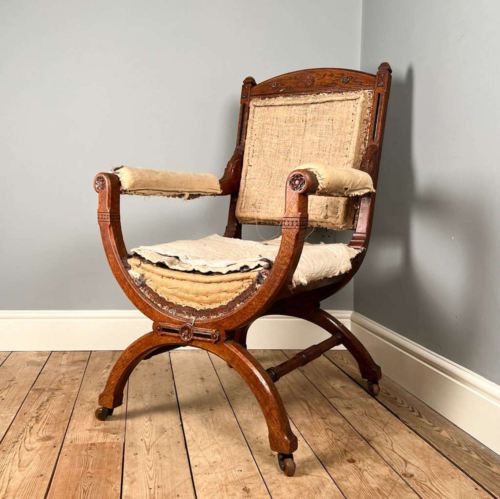 Rare 19th C Oak Library Chair by Johstone & Jeanes