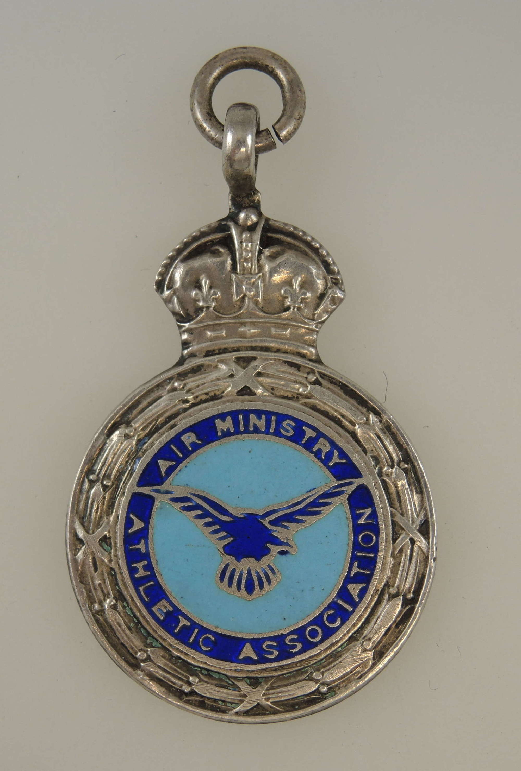 English silver Enamel Air Ministry fob Birmingham 1957