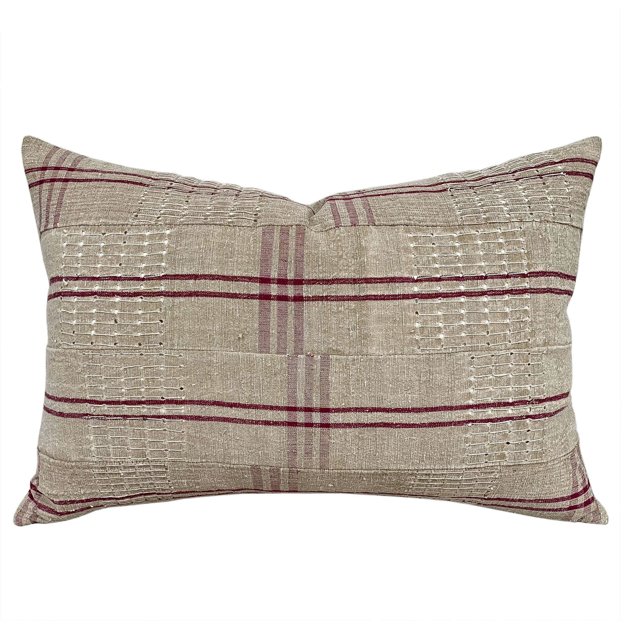 Yoruba cushion with berry stripe