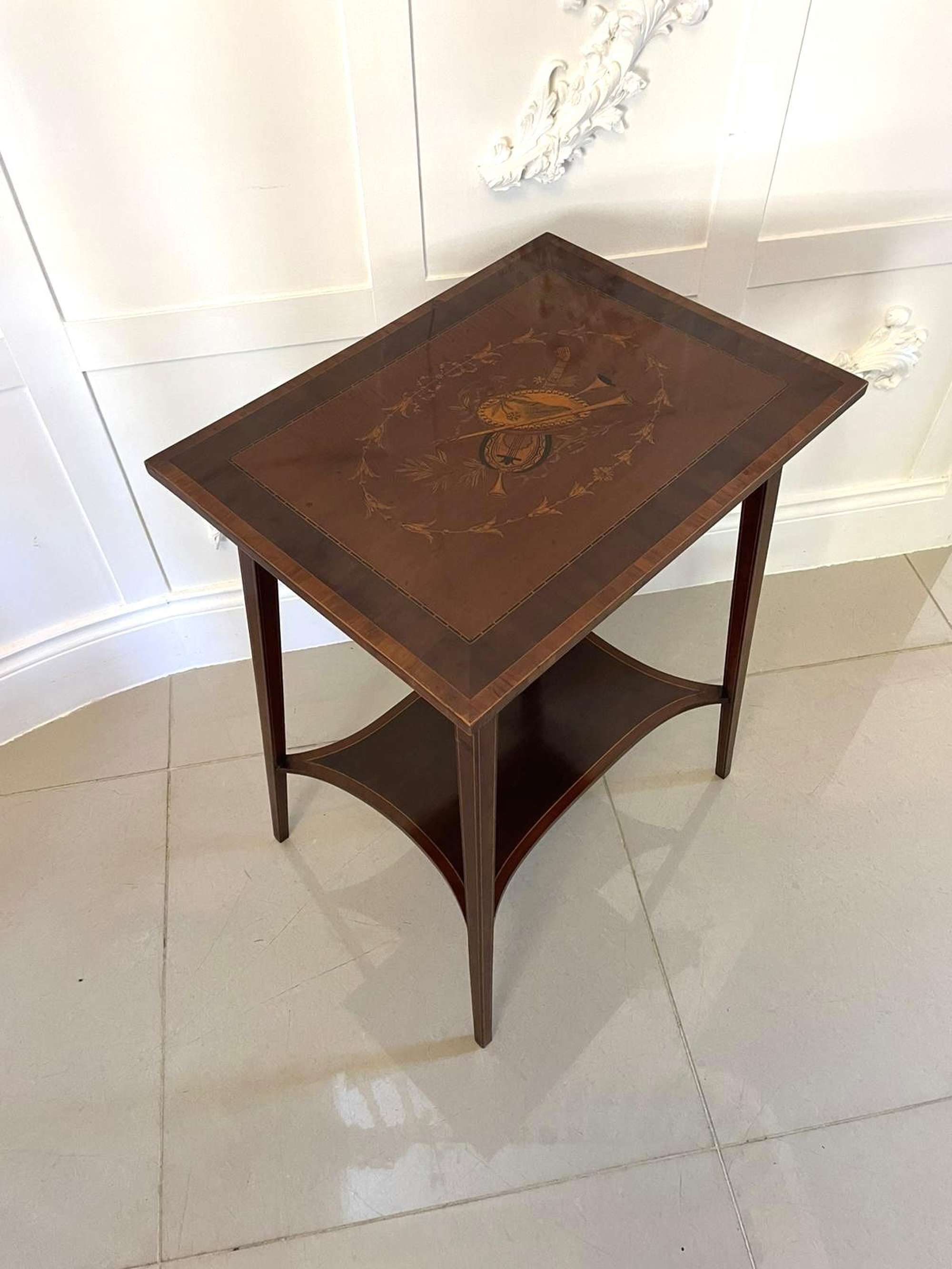 Fine Quality Antique Edwardian Mahogany Inlaid Lamp Table