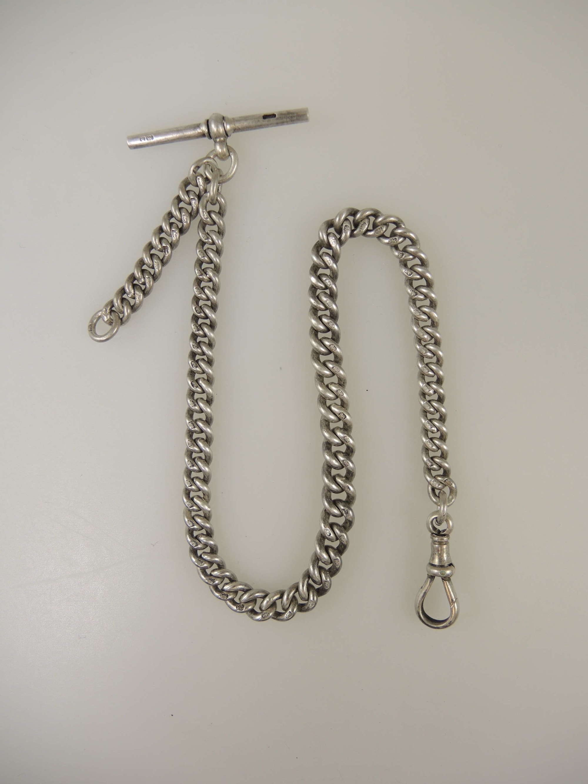Good quality English silver pocket watch chain c1901