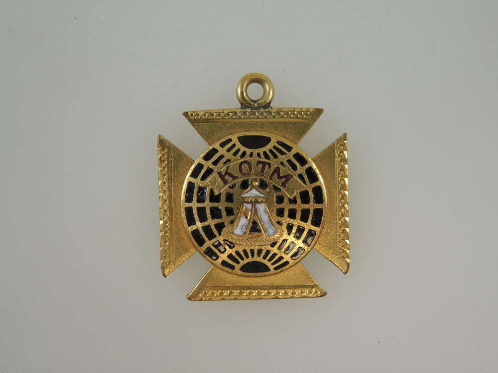 Gilt and enamel MASONIC watch chain fob c1900