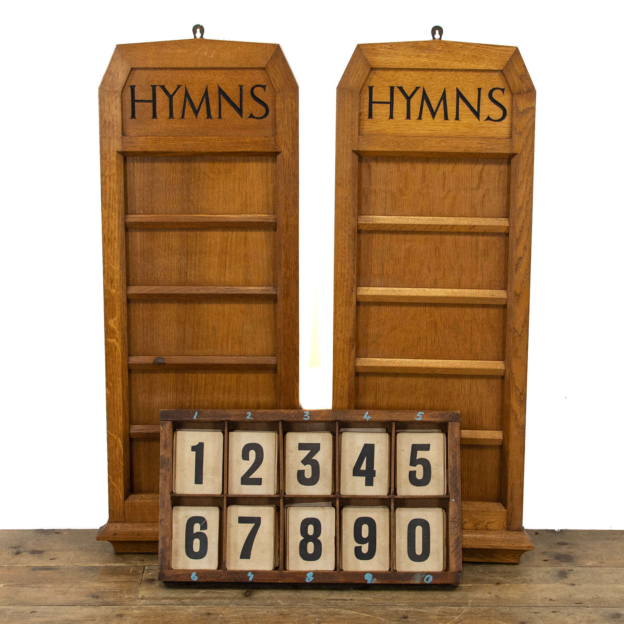 Pair Of Oak Hymn Boards With Numbers