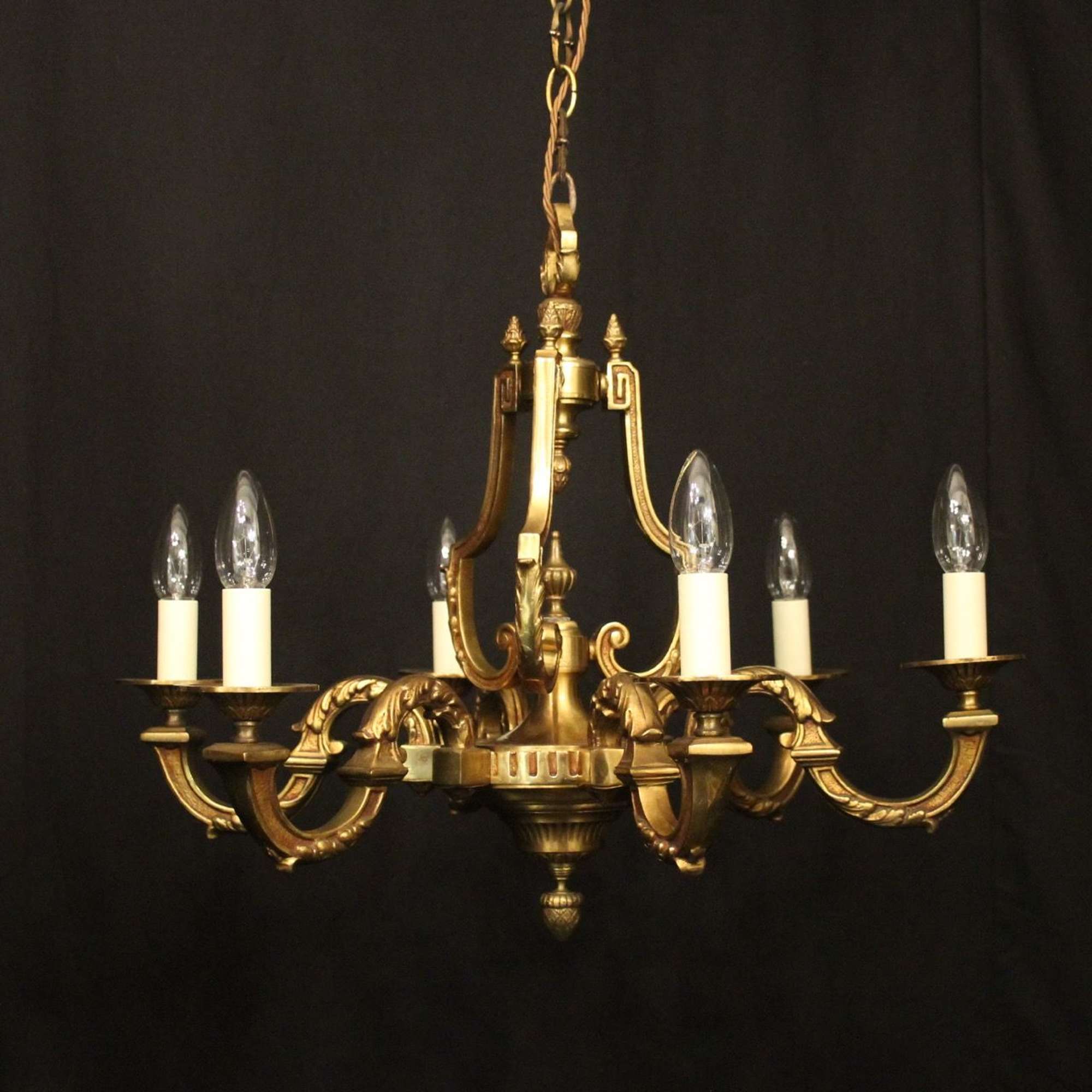 French Gilded 6 Light Antique Chandelier