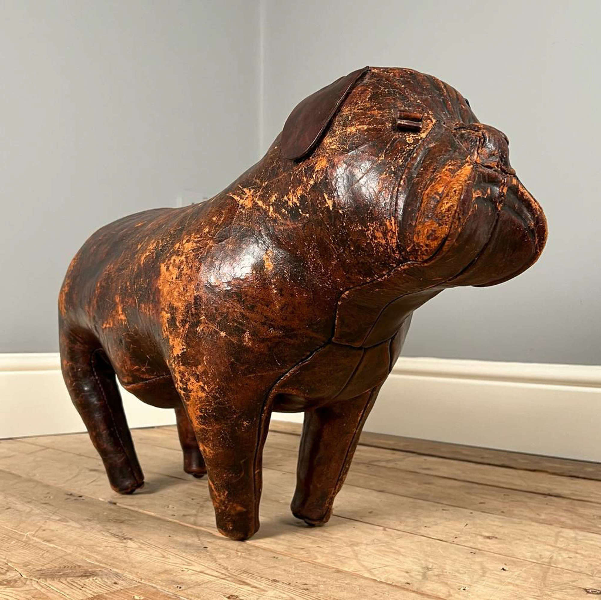 Liberty & Co Leather Footstool of a Bulldog