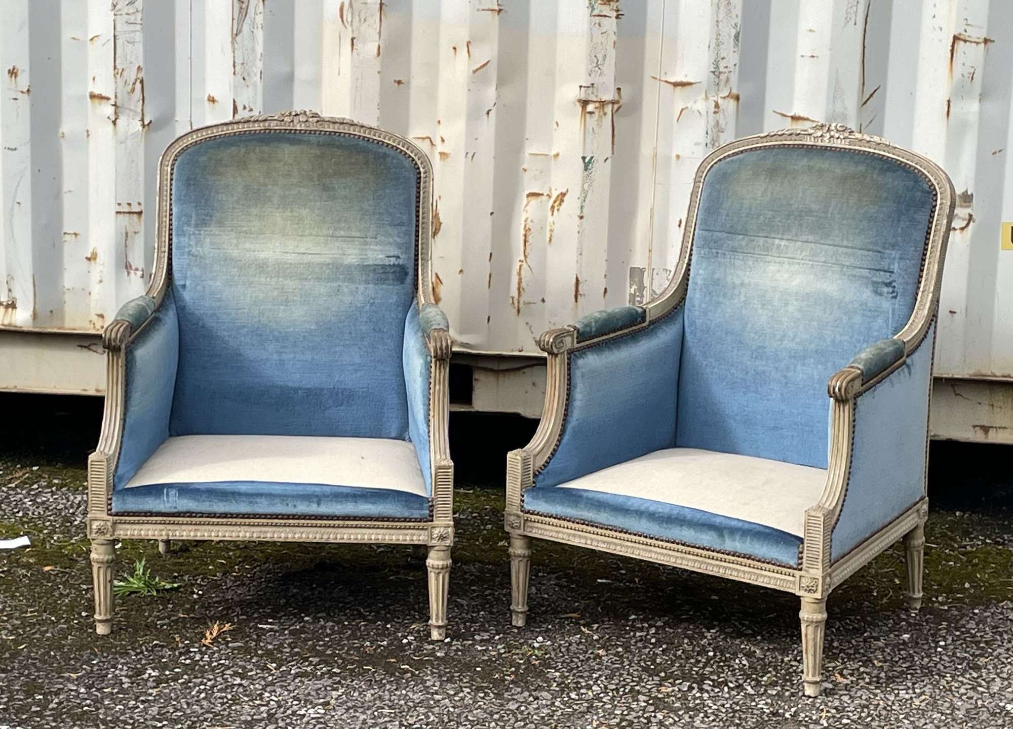 Louis XVI style 19thC Painted  Armchairs