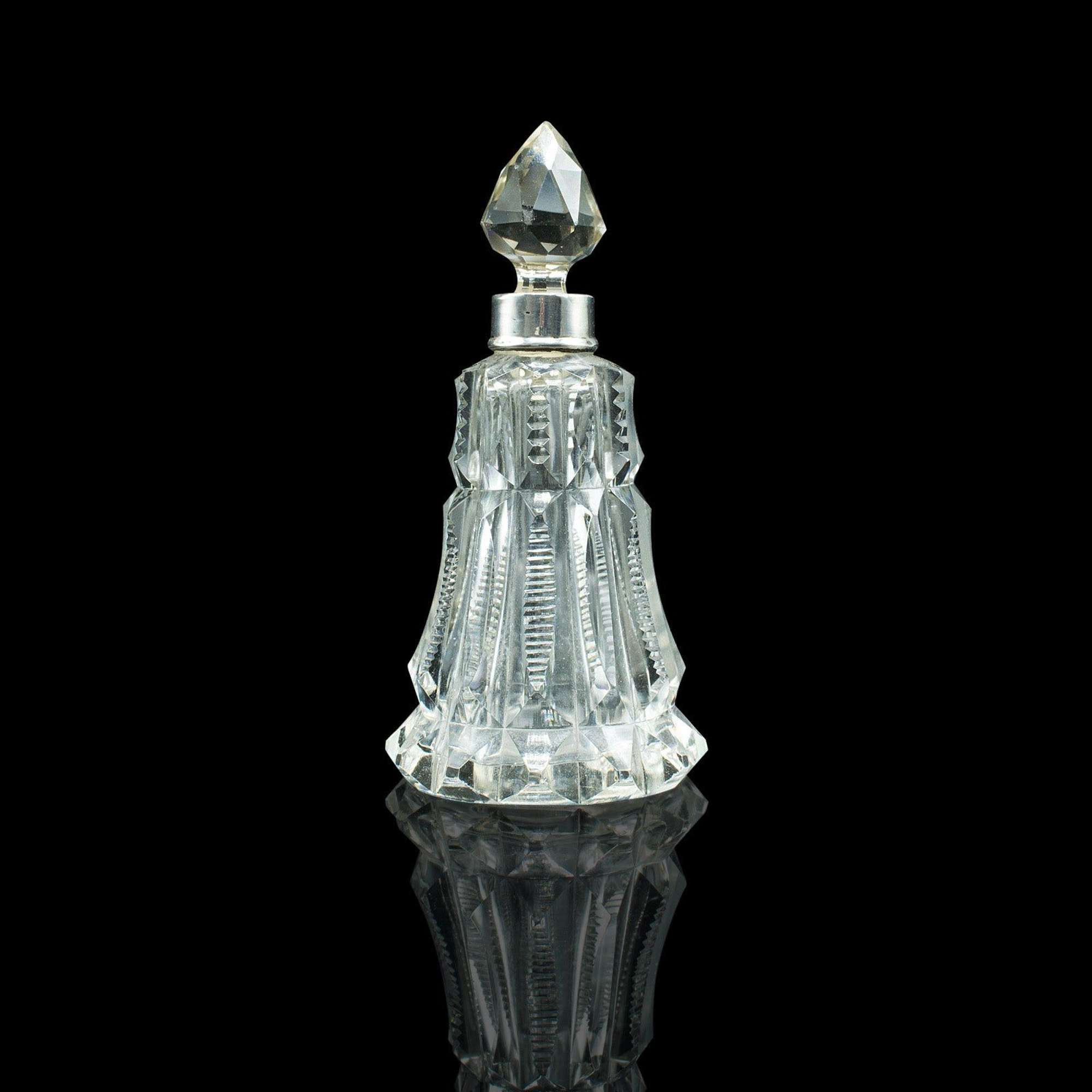 Antique Tipple Decanter, English, Glass, Silver, Small Spirit Vessel, Hallmarked