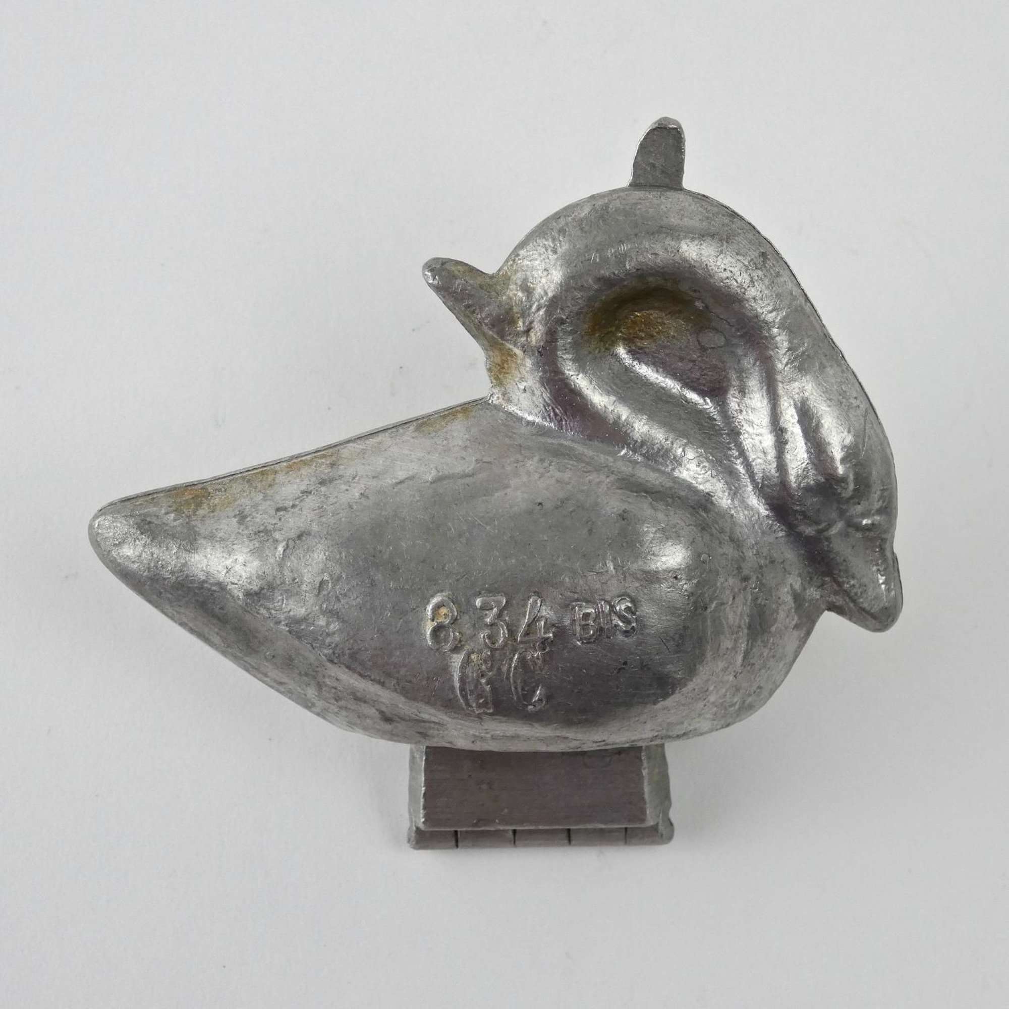Swan shaped pewter ice cream mould