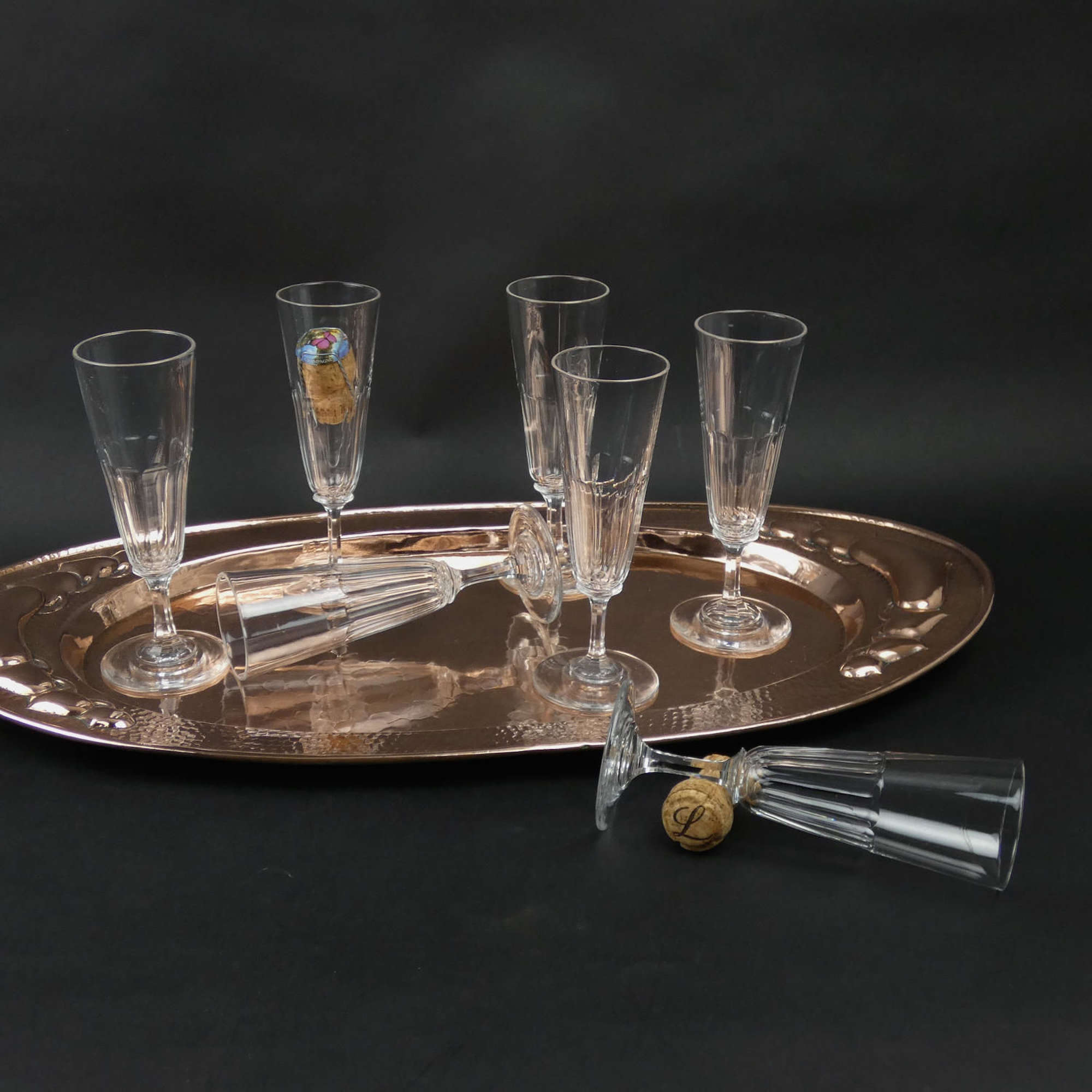 1920's crystal champagne flutes