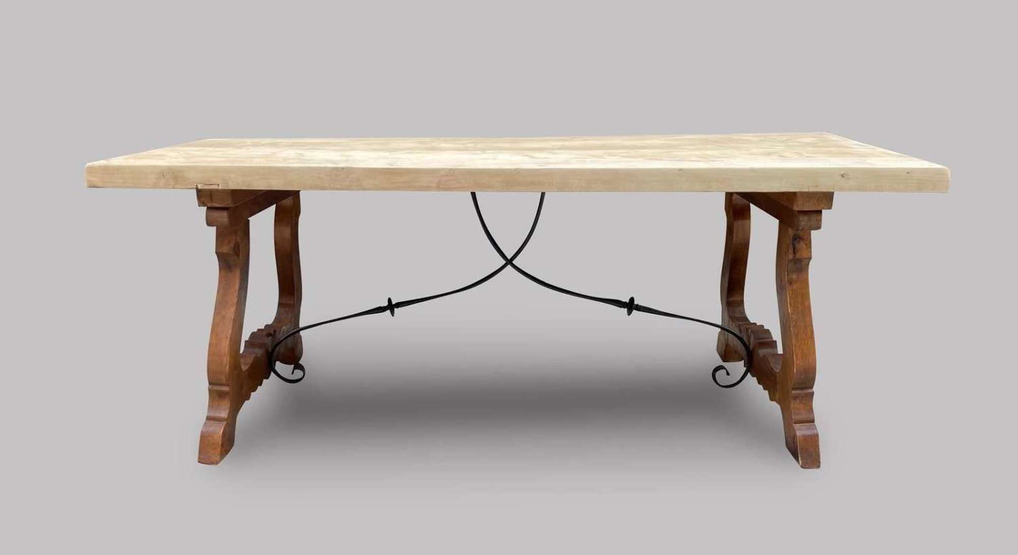 A Beech Farmhouse/Refectory Table with Bleached Top