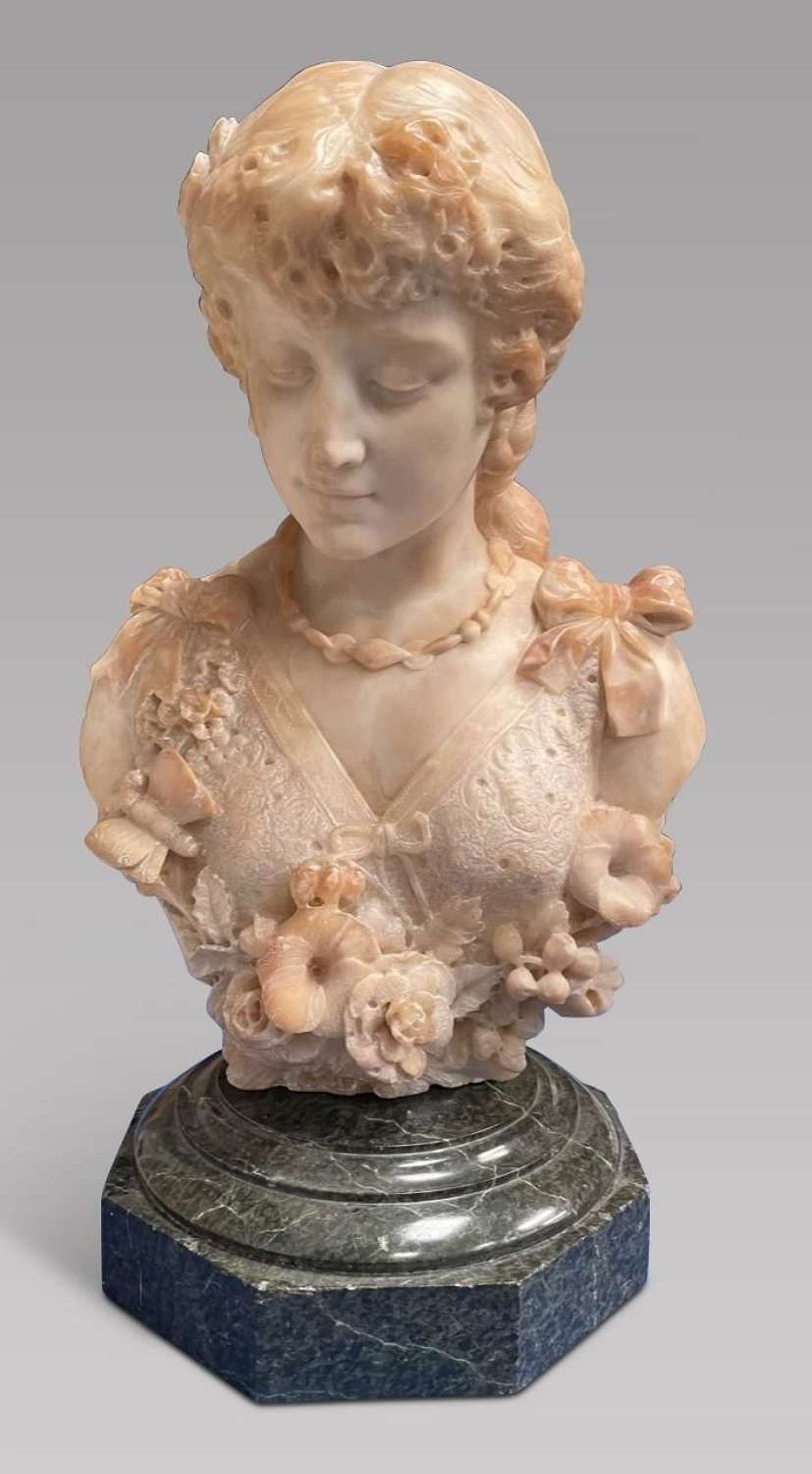 Italian 19th Century Alabaster Female on Plinth