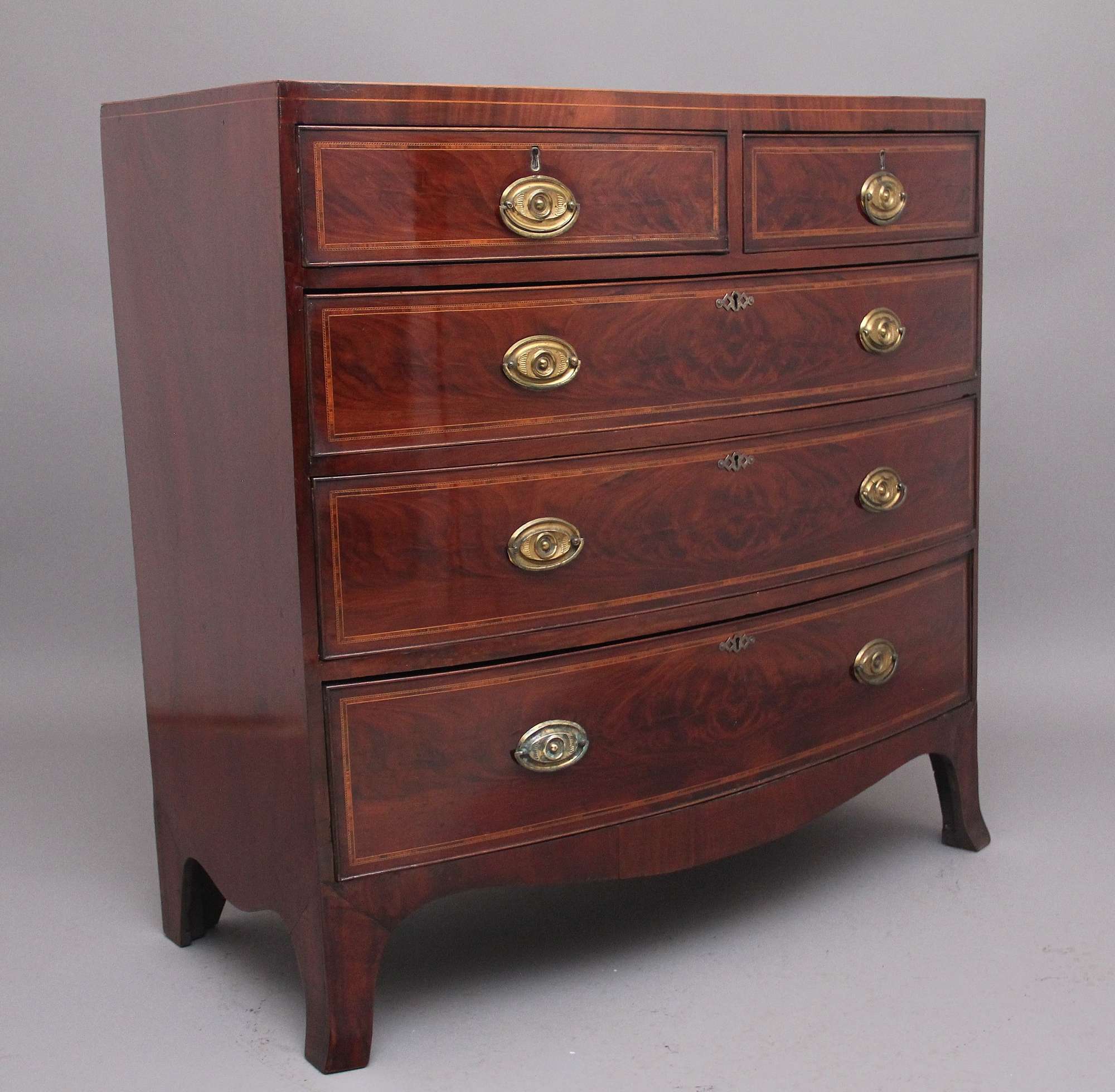 Early 19th Century Mahogany Inlaid Antique Chest Of Drawers