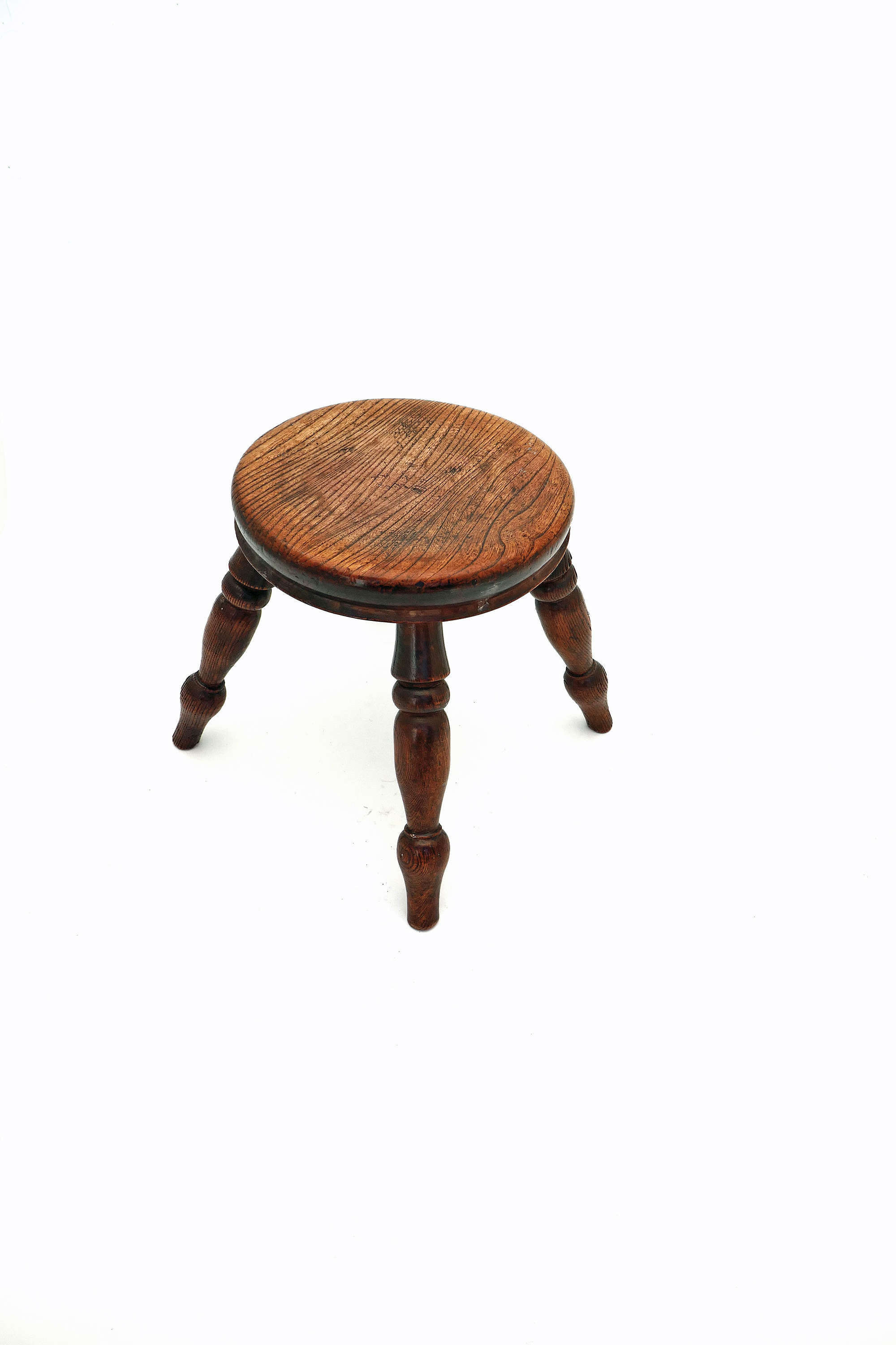 Antique Country Furniture Mid 19thc Elm & Ash Milking Stool. English.
