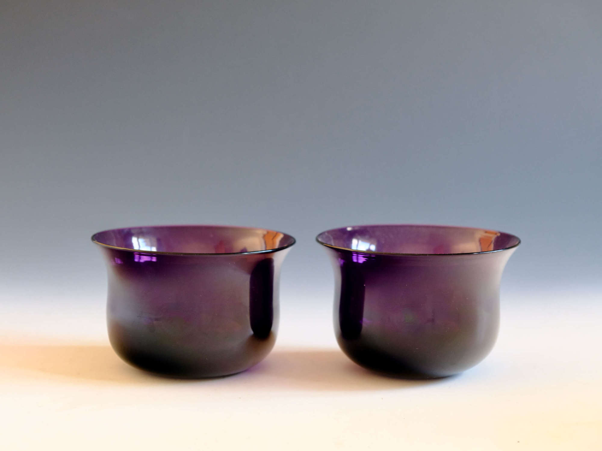 Antique glass amethyst finger bowls English c1830
