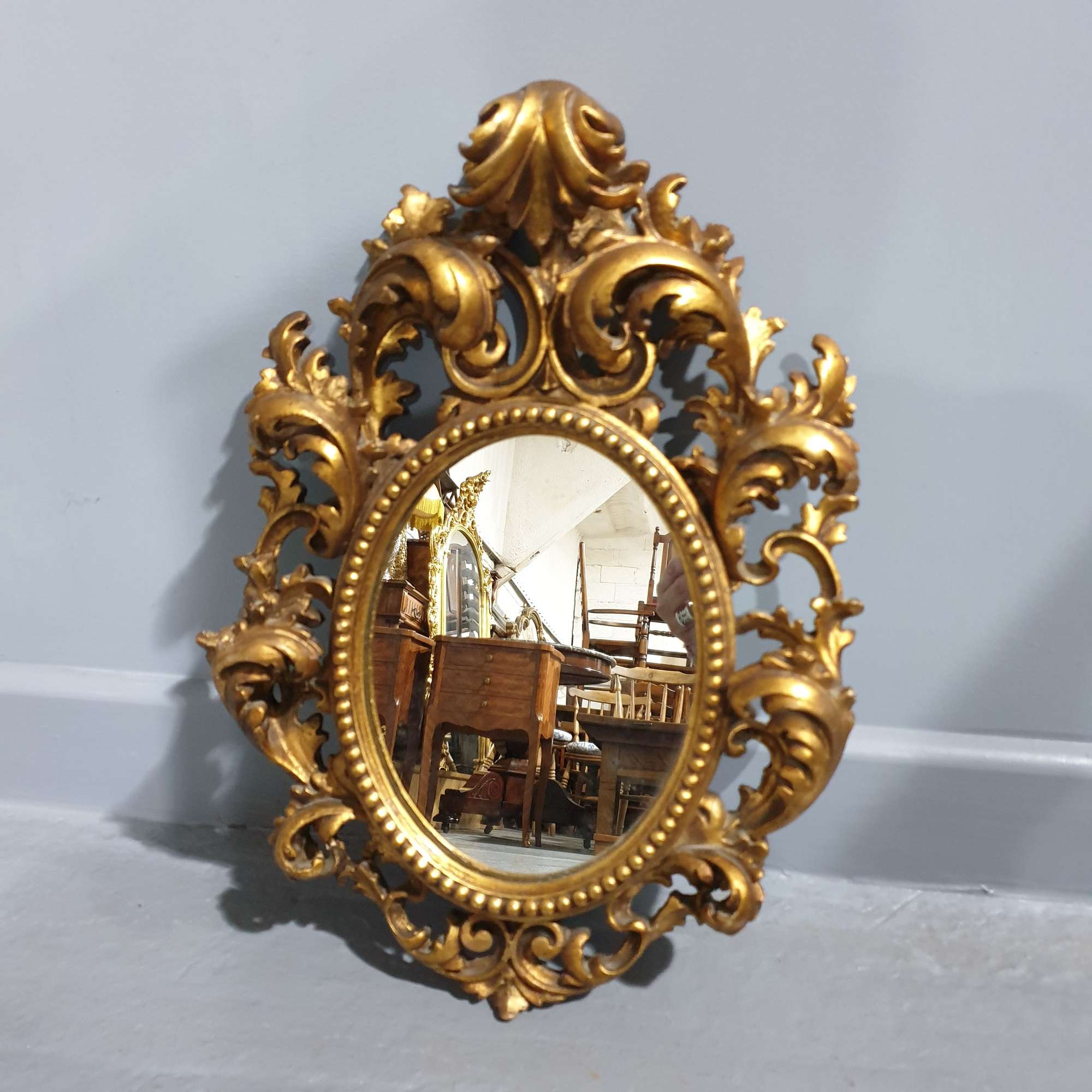 Small Venetian Gilt Antique Mirror
