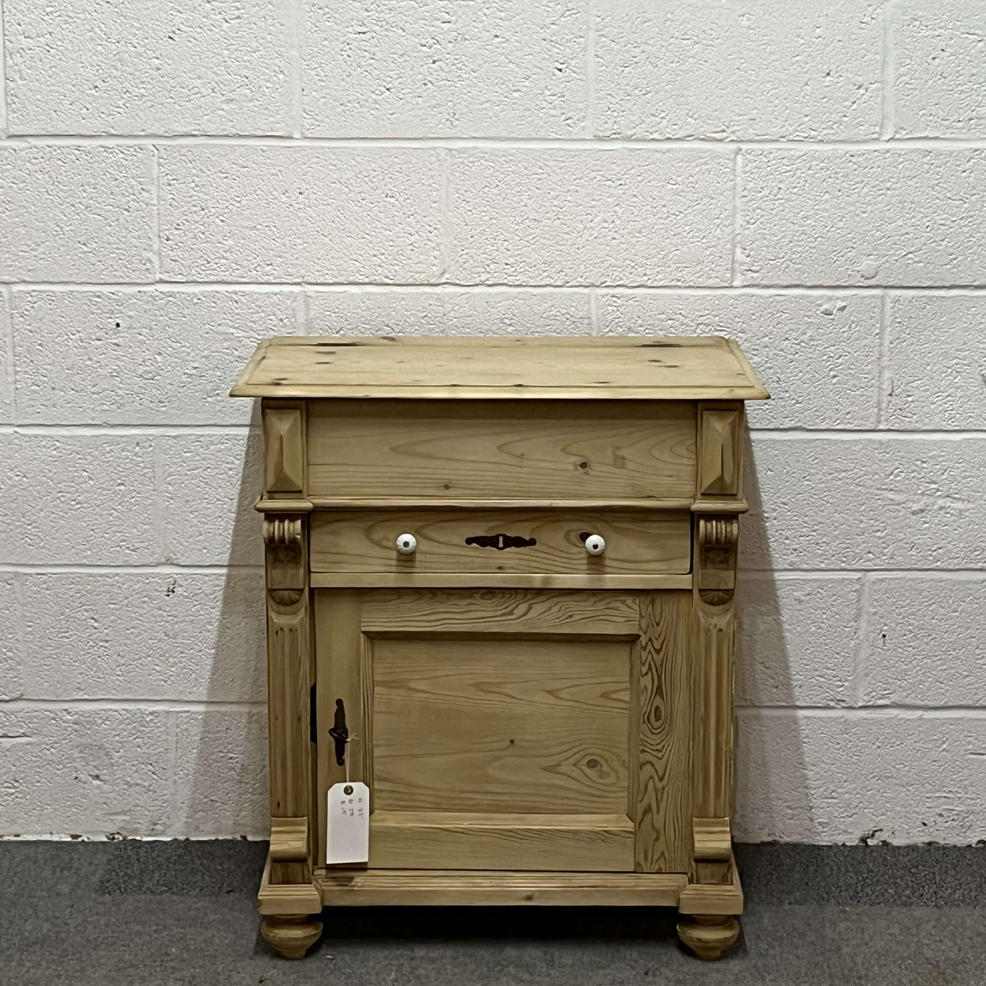 Antique Pine Washstand With Lift Up Top And Single Drawer