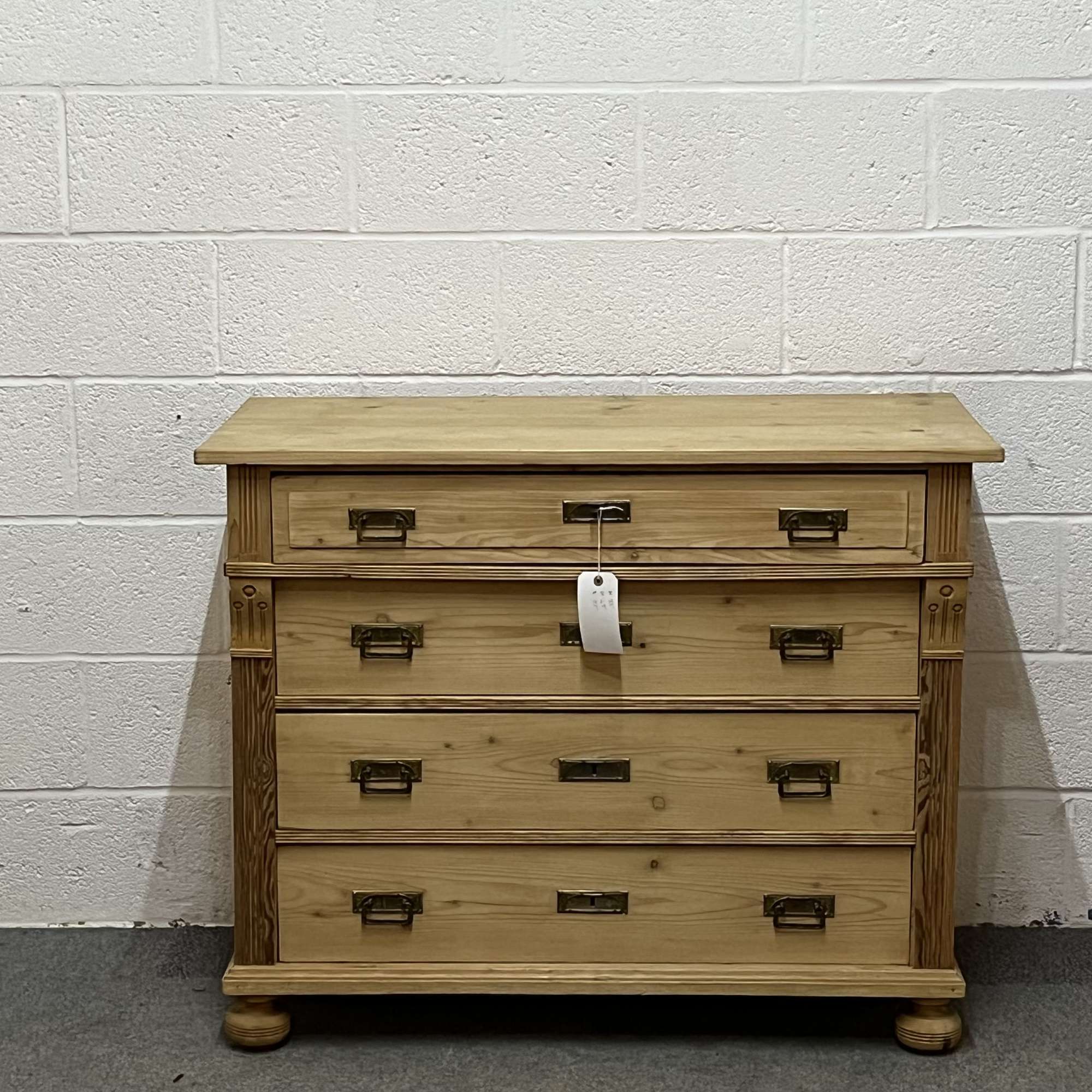 Large Continental 4 Drawer Old Pine Chest Of Drawers