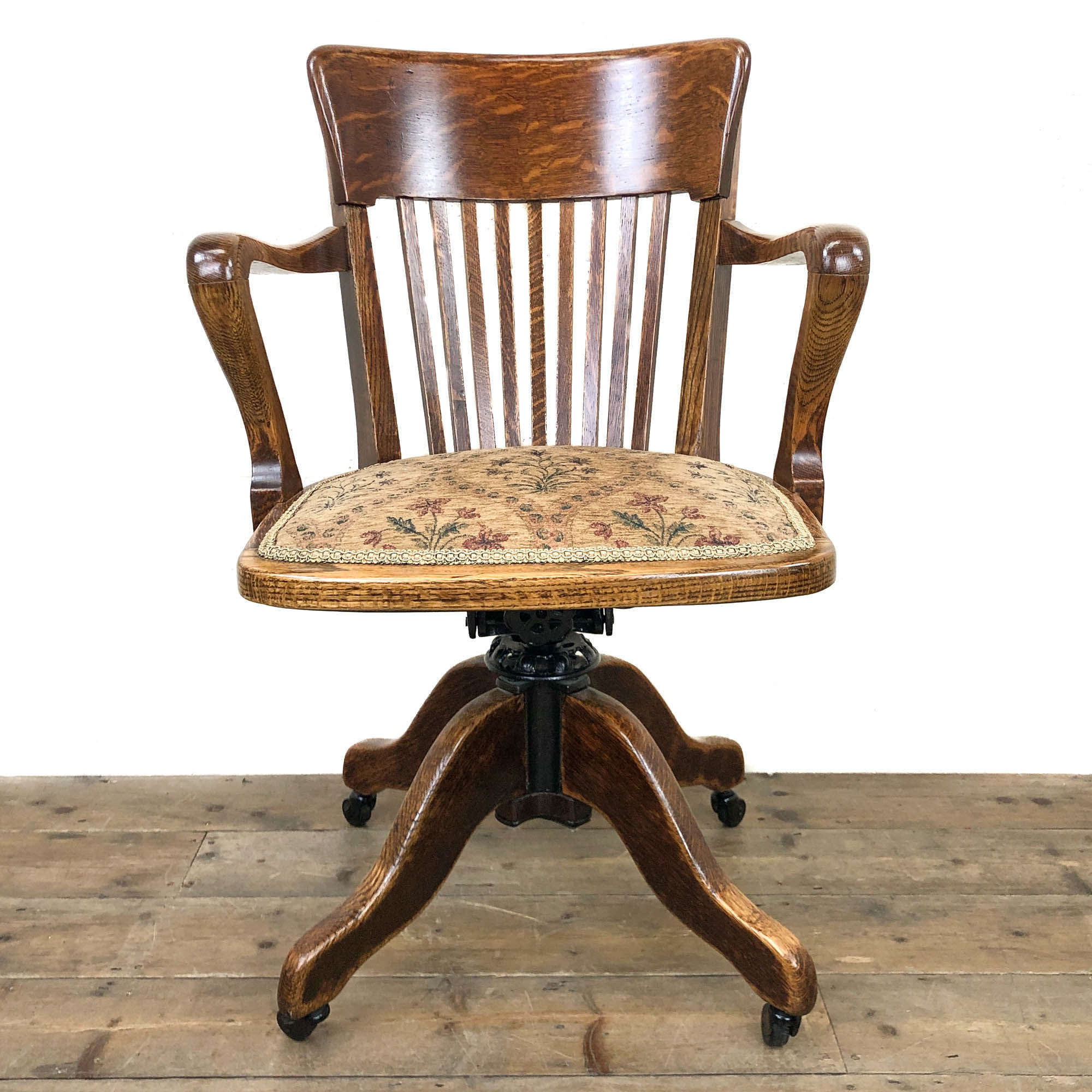 Early 20th Century Oak Captain’s Swivel Chair