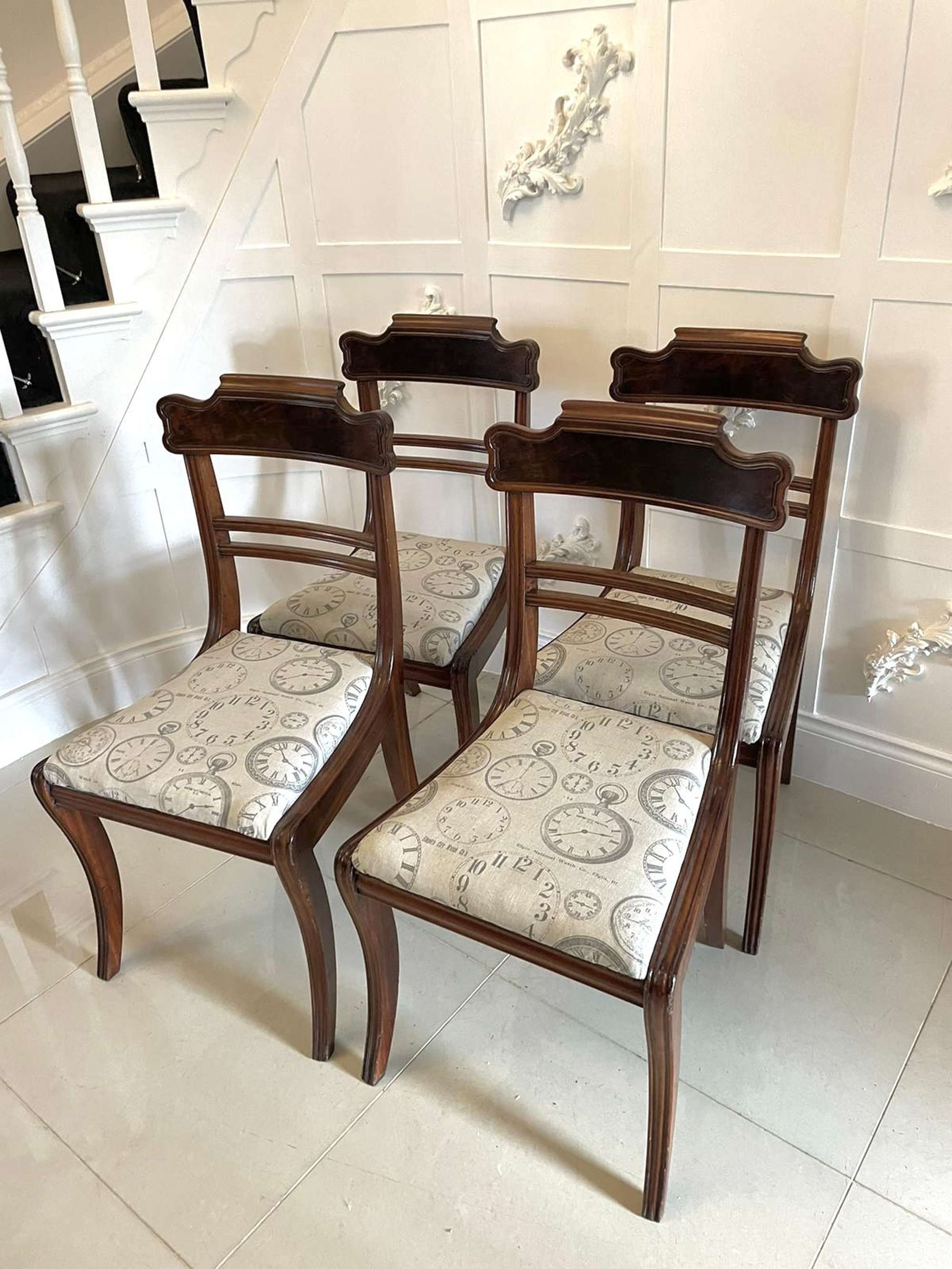 Quality Set Of Four Regency Antique Mahogany Dining Chairs