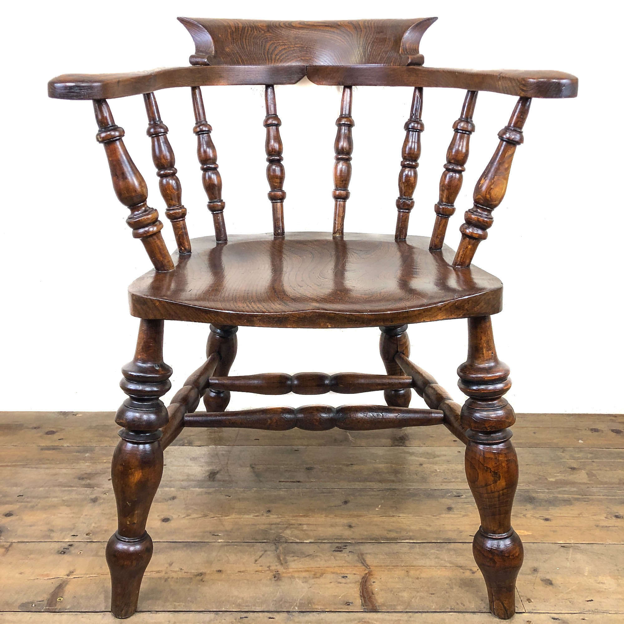 19th Century Smoker’s Bow Chair Or Captain’s Antique Armchair