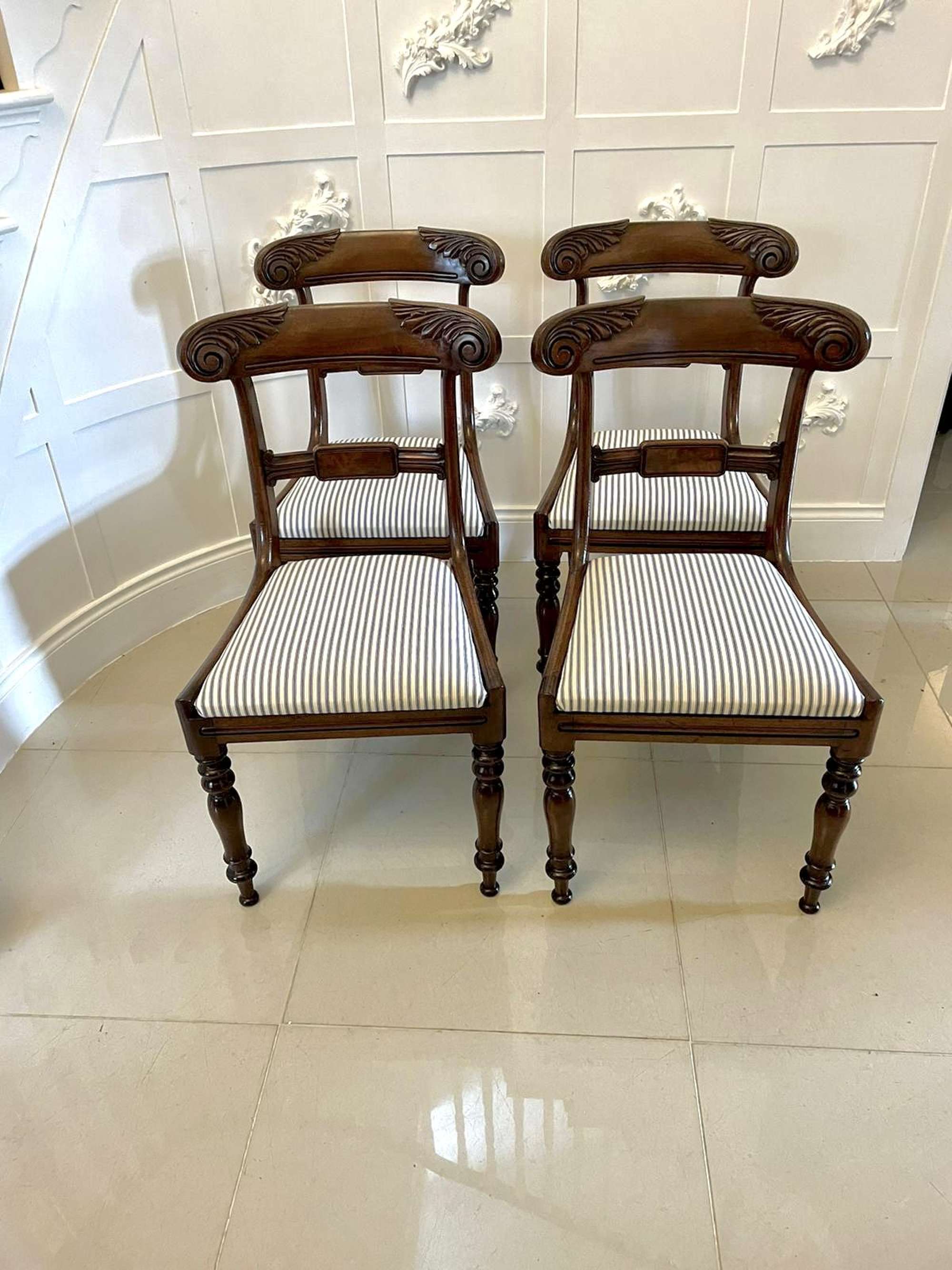 Set Of 4 Antique Regency Quality Mahogany Dining Chairs