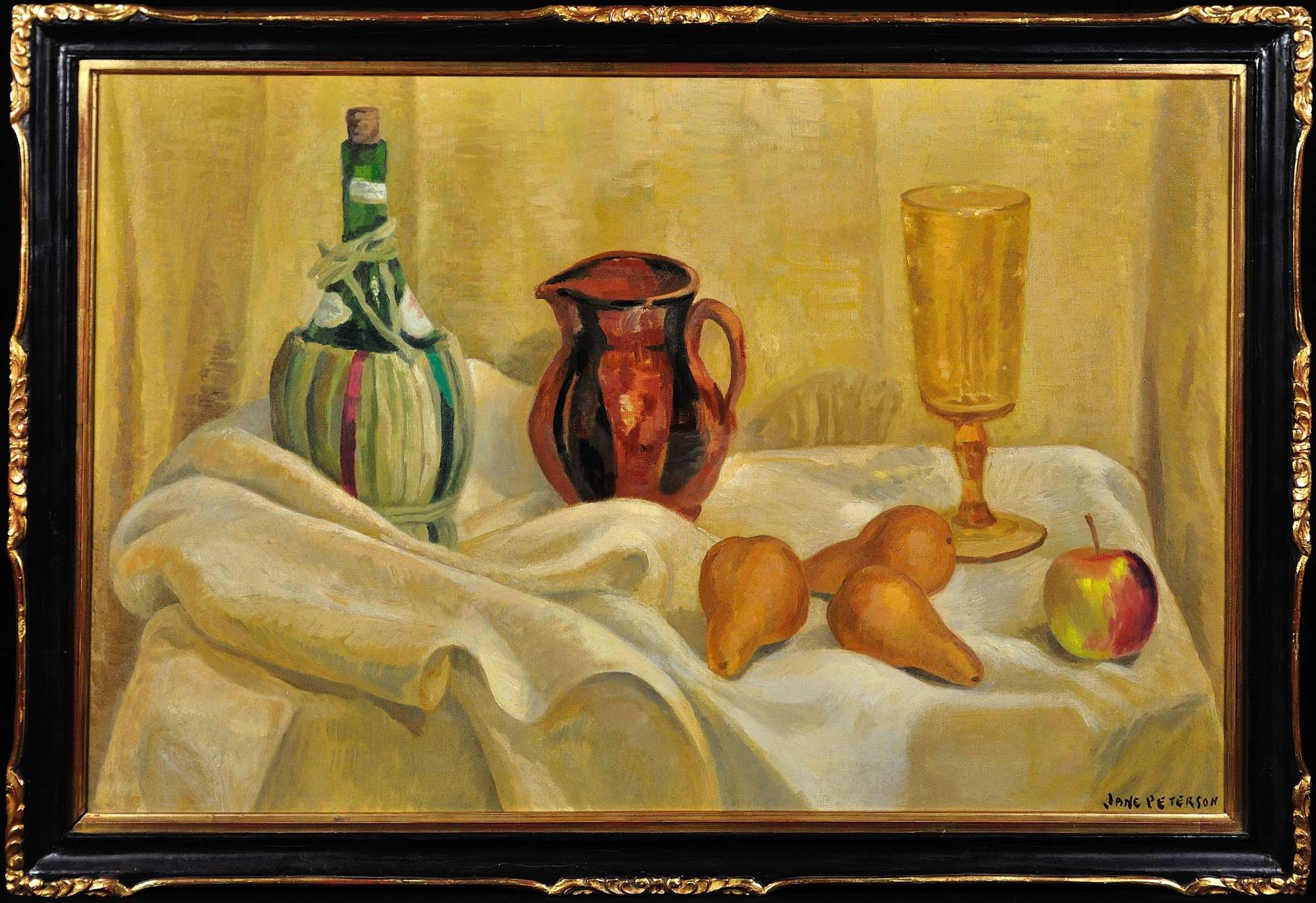Tuscan Still Life Composition – Early 20th Century Oil Painting. Signed Jane Peterson.