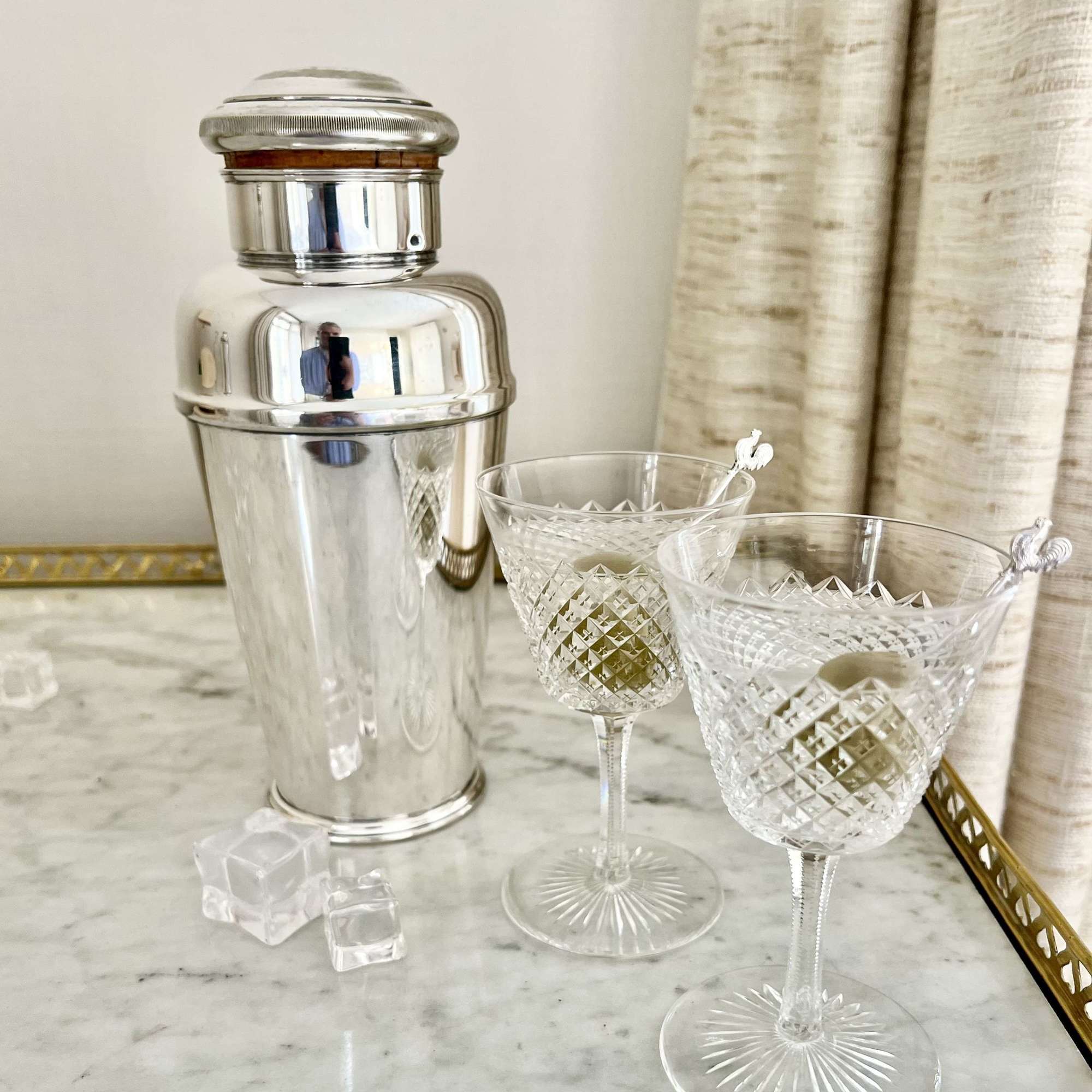 Rare Harrod’s of London 1.5 pint silver plated & cork cocktail shaker