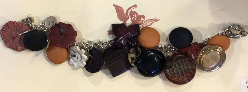 Vintage button chain link bracelet