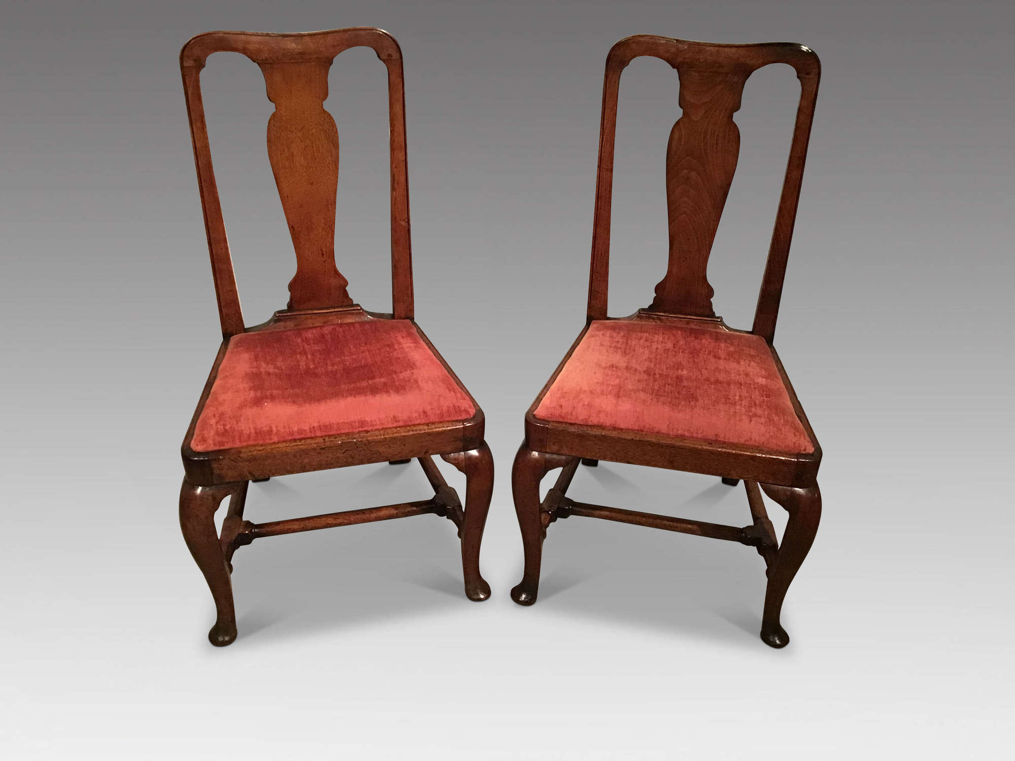 Pair of antique walnut sidechairs