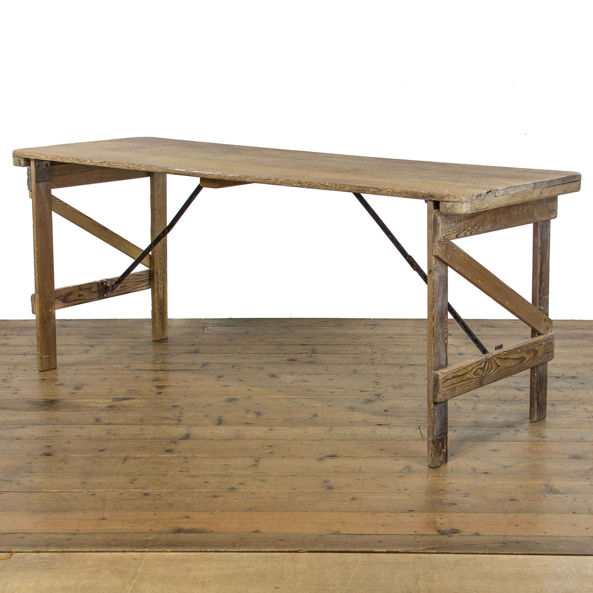 Antique Pine Folding Trestle Table