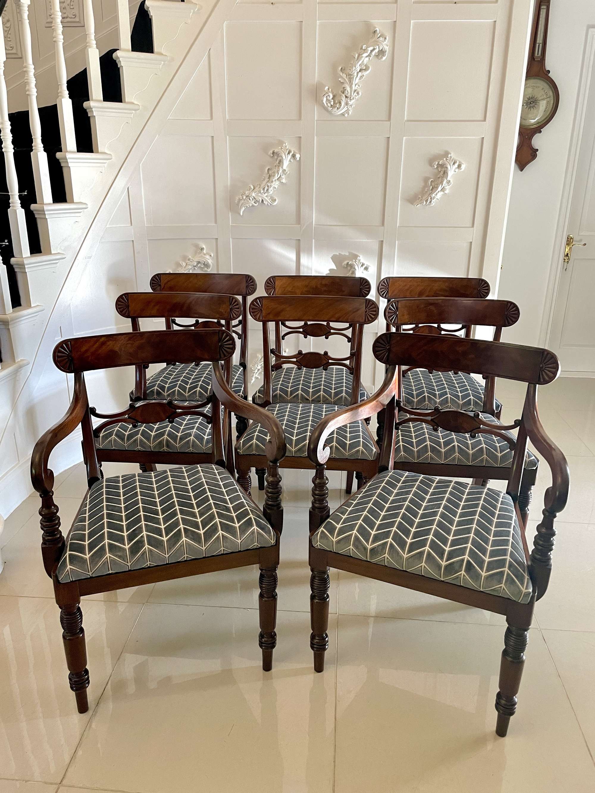 Antique Set Of 8 Quality George Iii Mahogany Dining Chairs