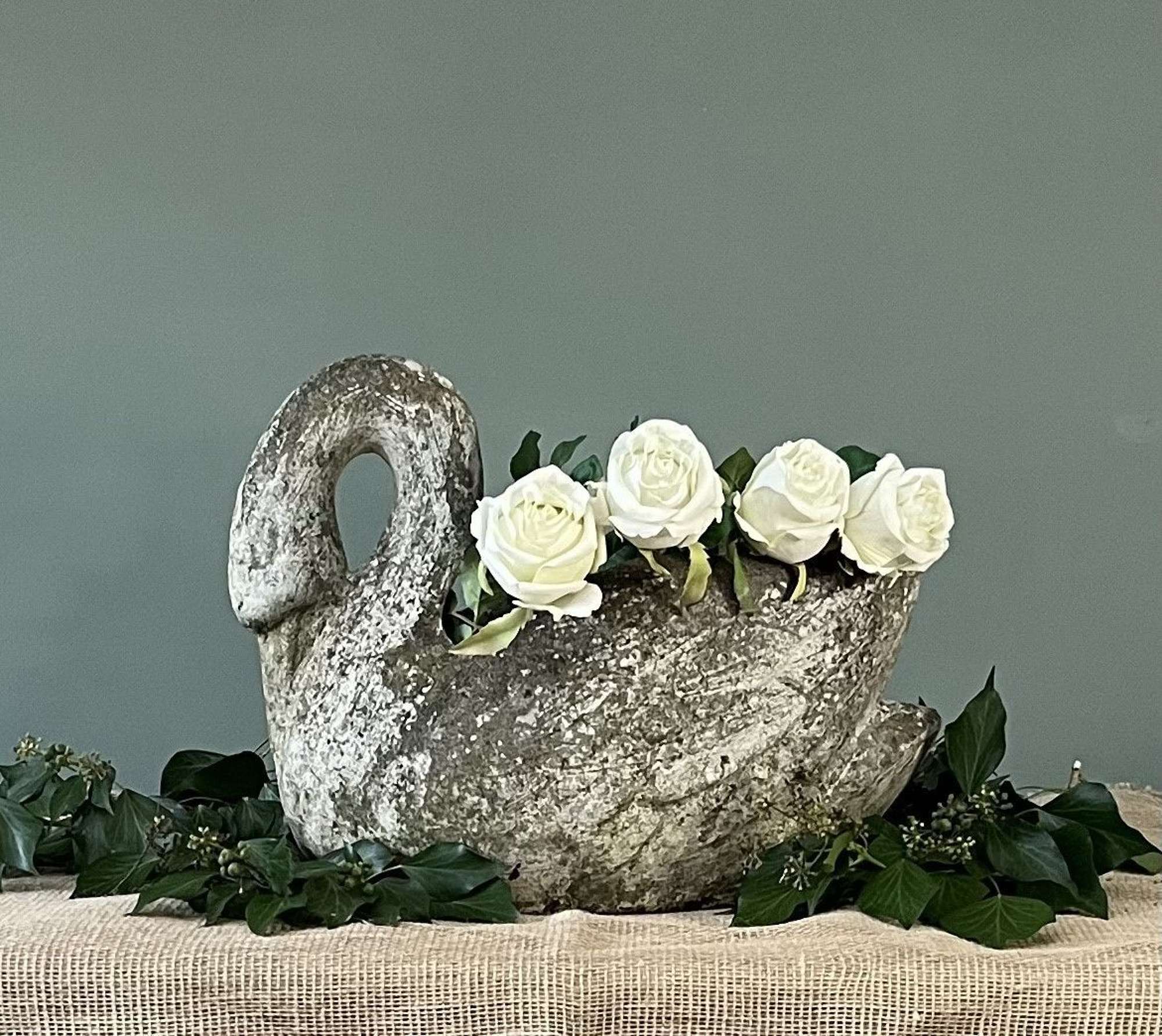 Antique French Composite Stone Swan Planter/jardiniere
