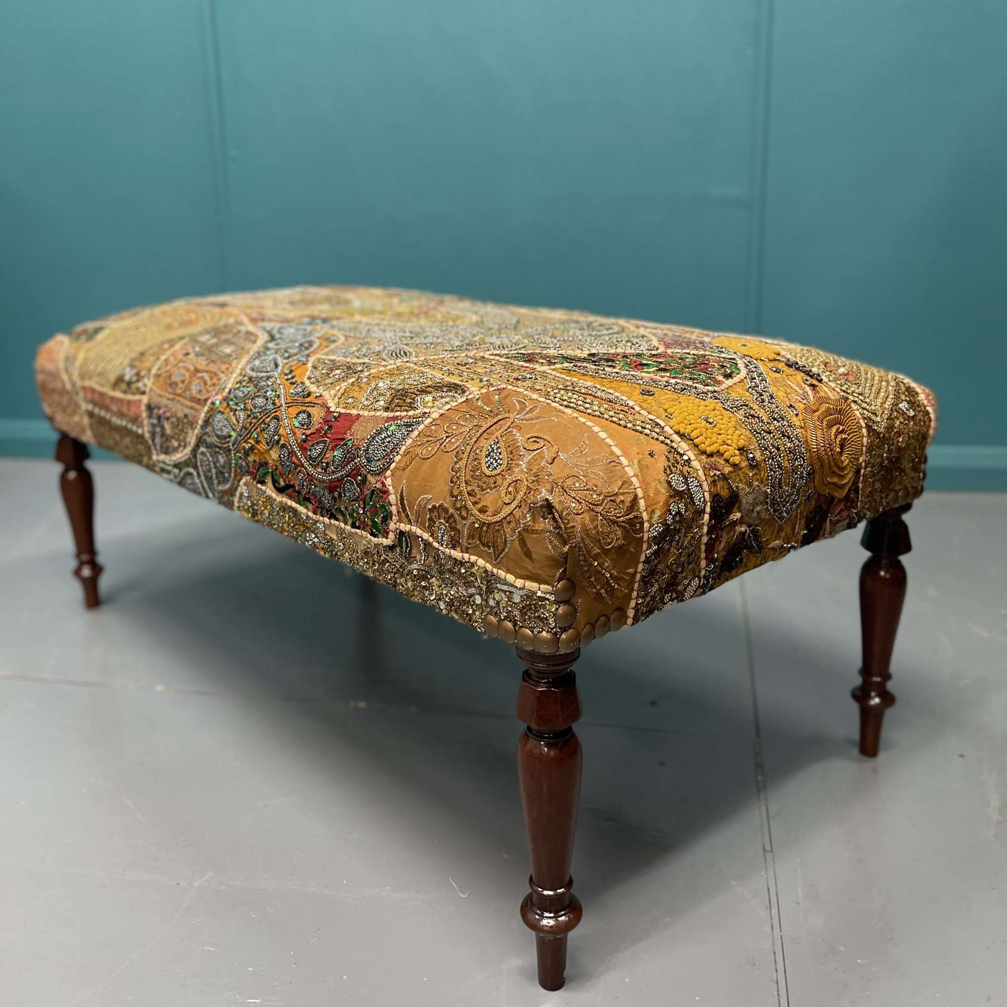 Patchwork Tapestry Ottoman Centre Footstool