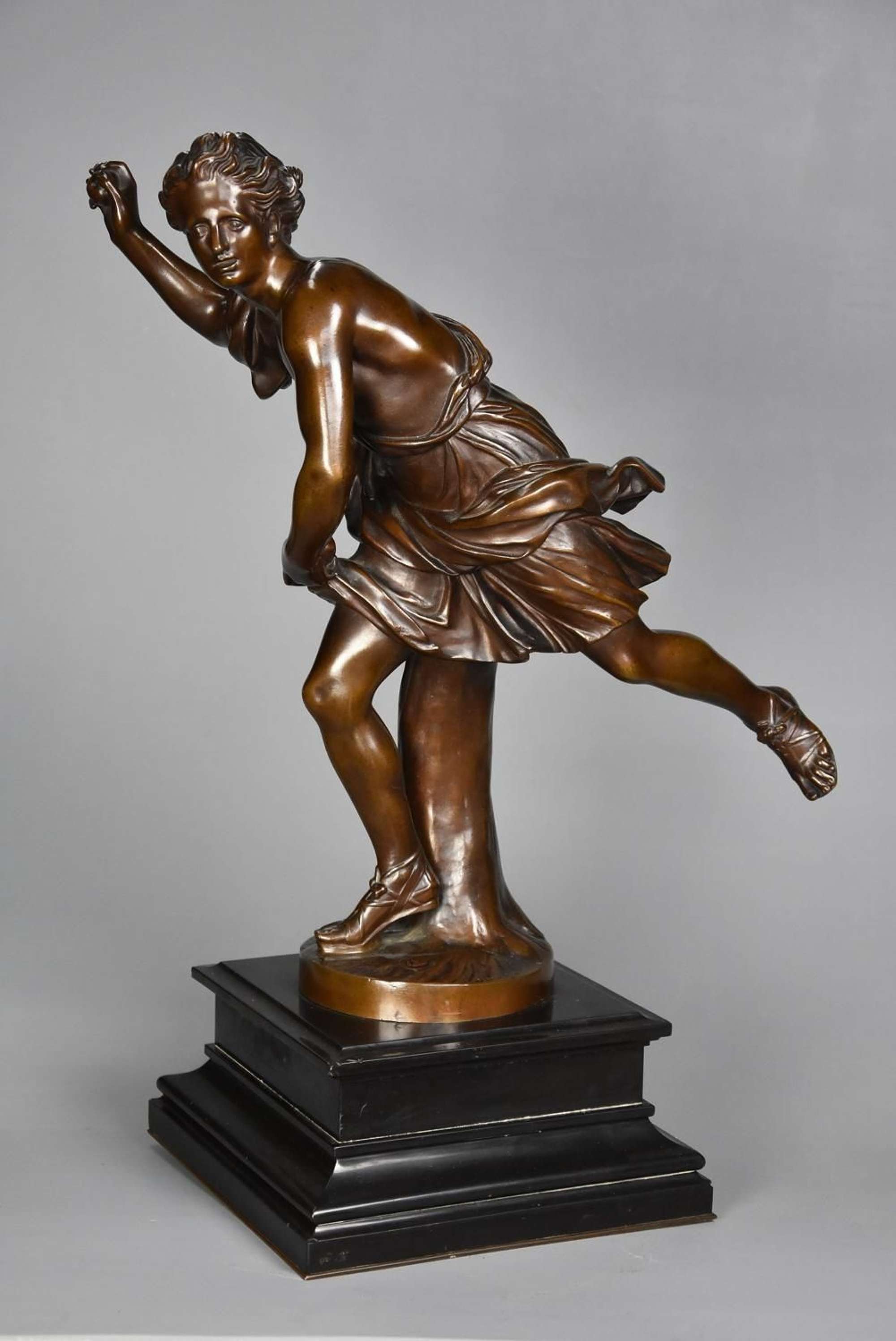 Large 19thc bronze figure of ‘Hippomenes’ signed ‘F.Barbedienne'
