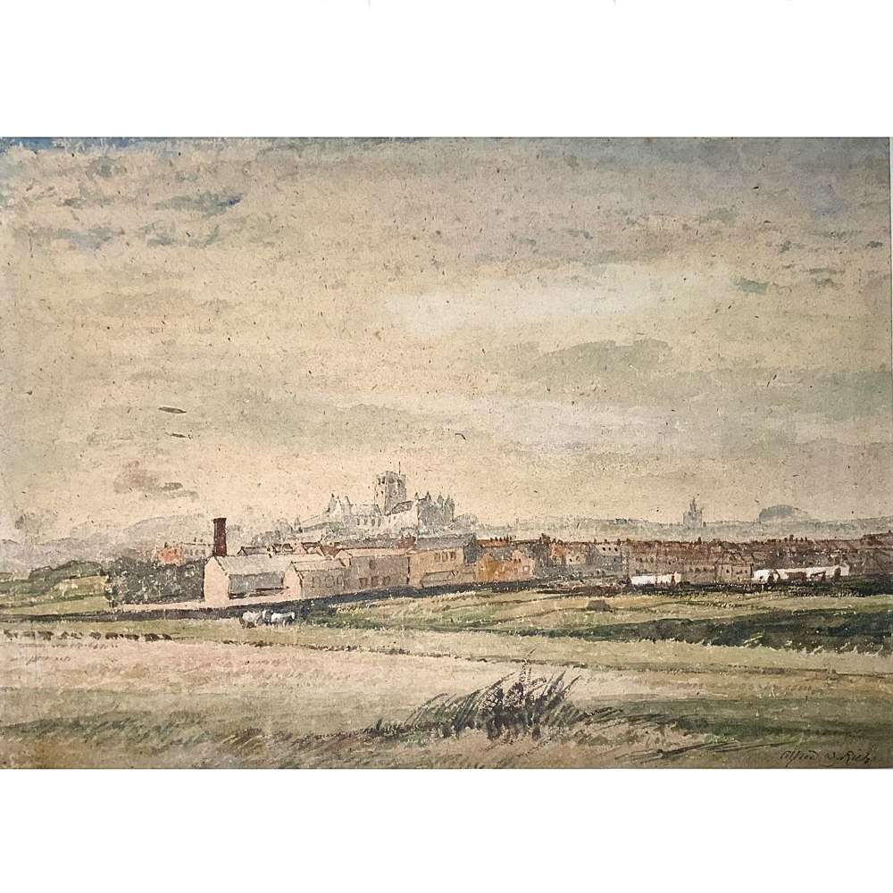 Alfred William Rich, N.E.A.C.&nbsp;(1856-1921)&nbsp;"A Distant View of St Albans(?)", Circa 1915