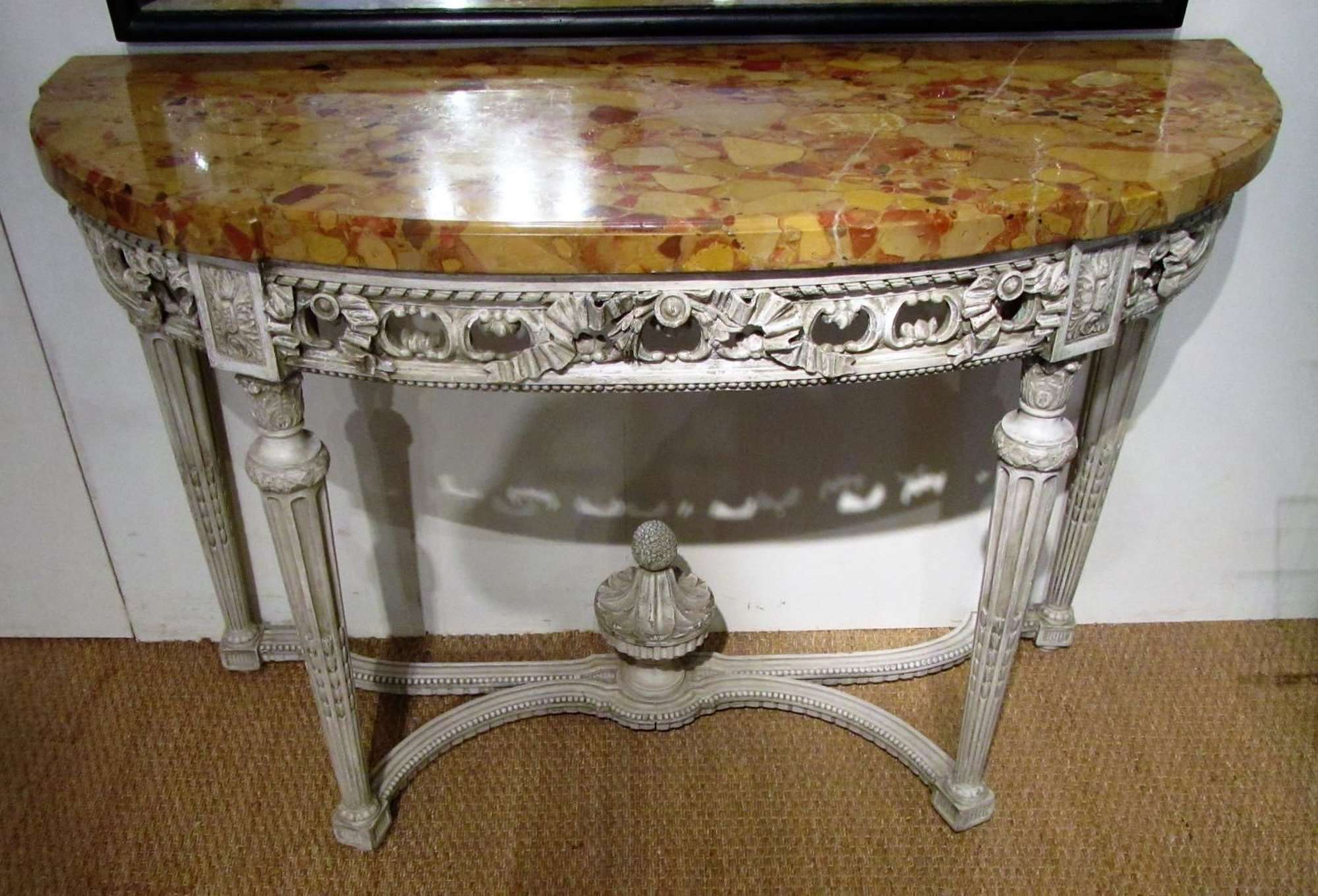 A 19thC French painted wood console table