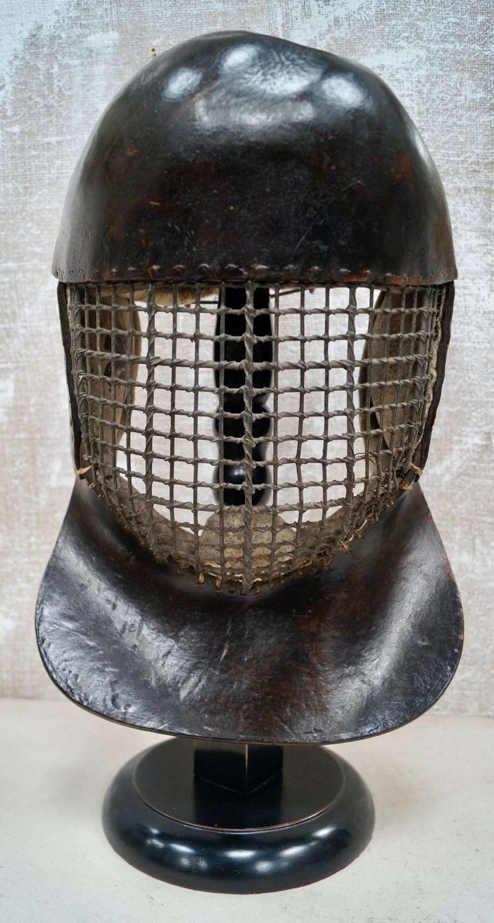 Rare Antique Japanese Kendo Mask On Stand