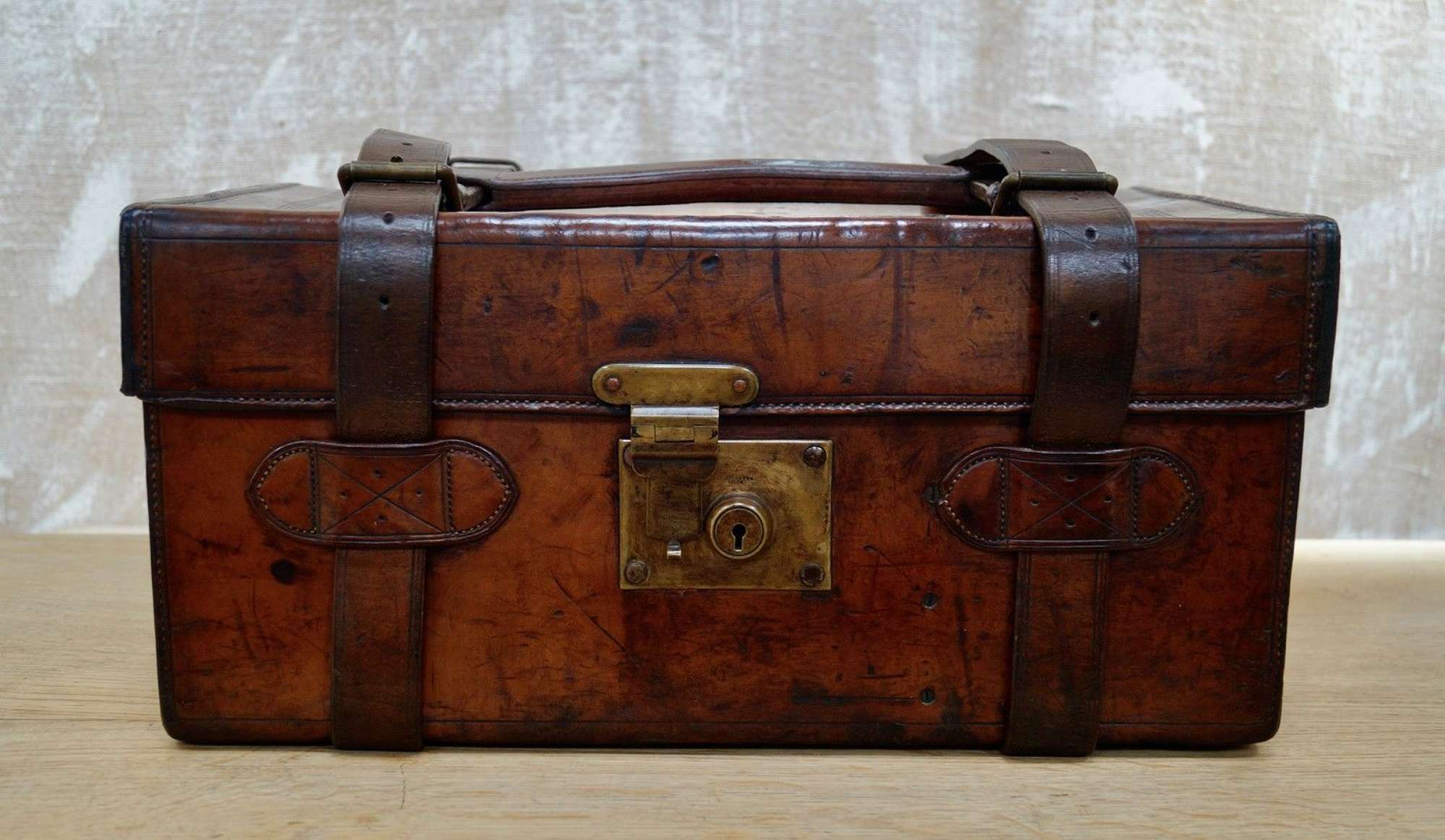 Antique Leather Fishing Tackle Case by Farlow & Co
