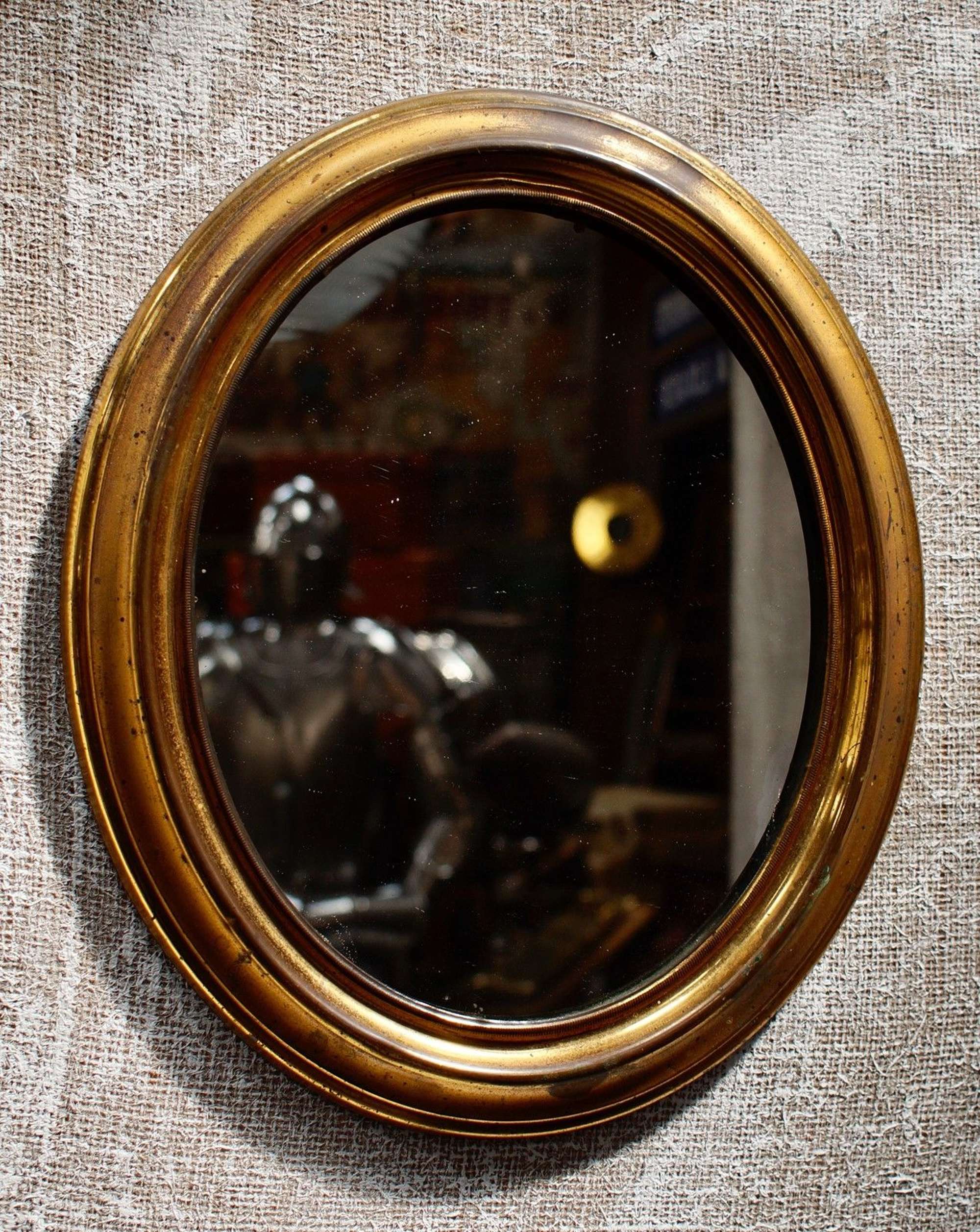 Victorian Brassed Oval Antique Mirror